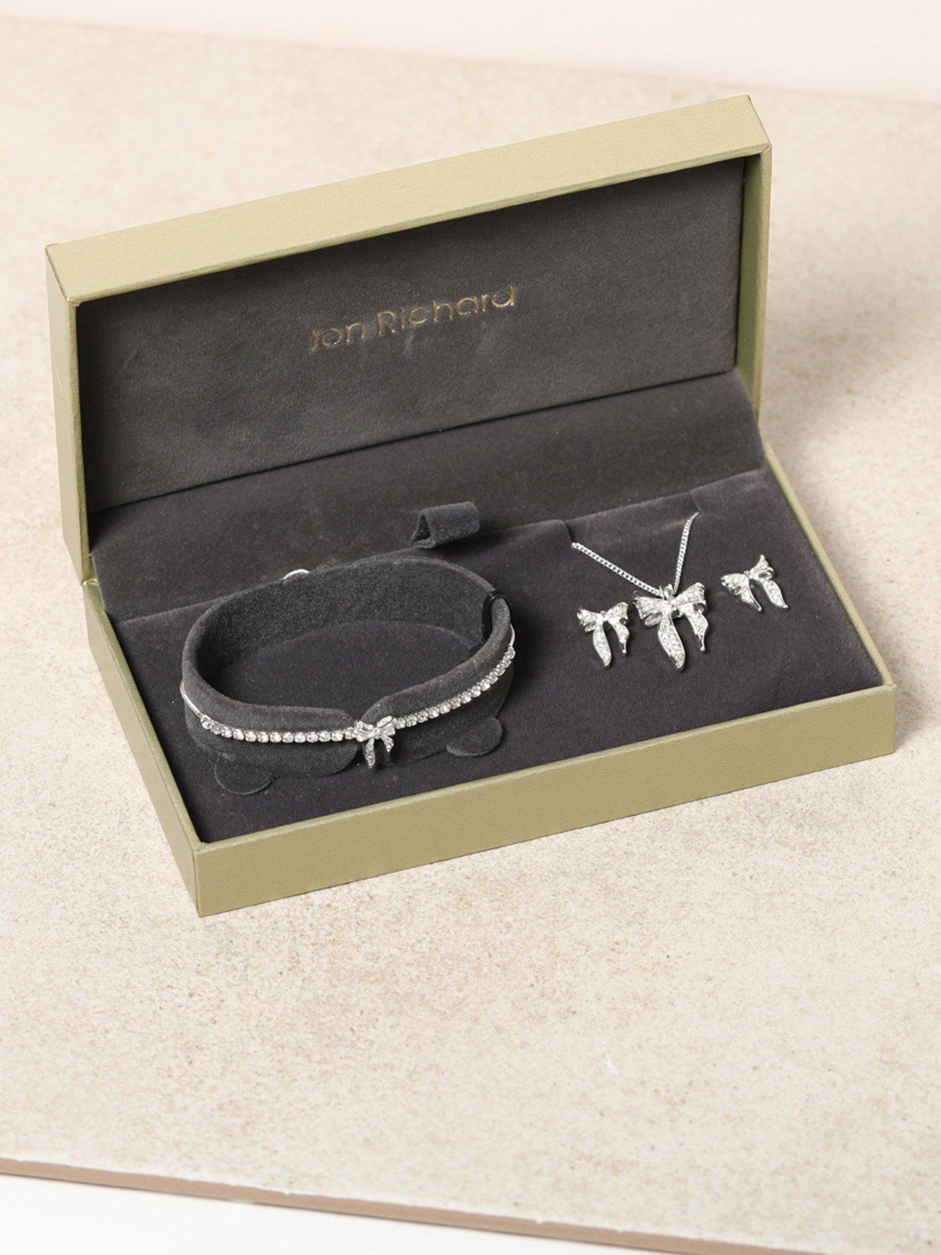 Image 3 of 6 of Jon Richard Silver Plated and Pave Bow Trio Set - Gift Box