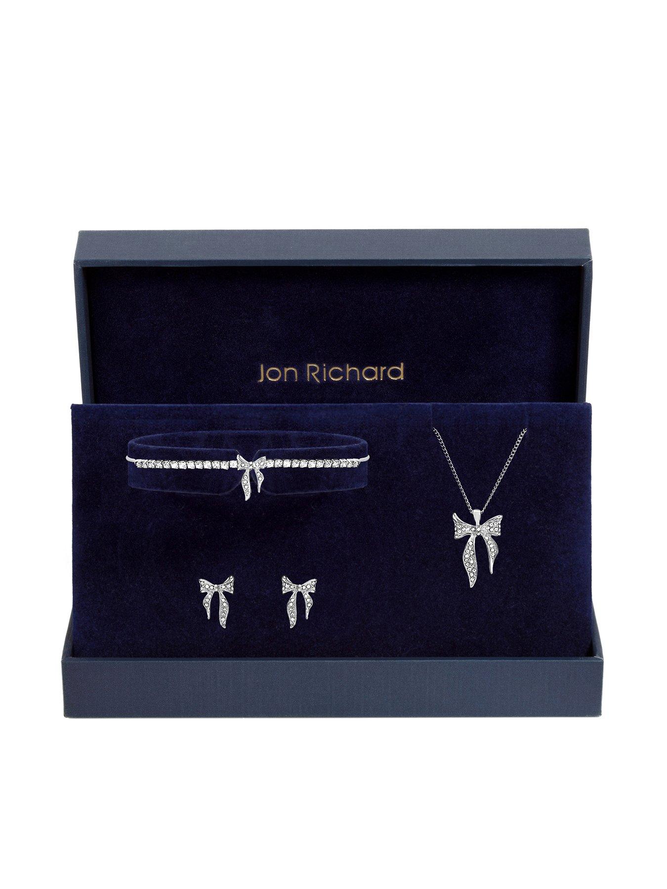 Image 6 of 8 of Jon Richard Silver Plated and Pave Bow Trio Set - Gift Box