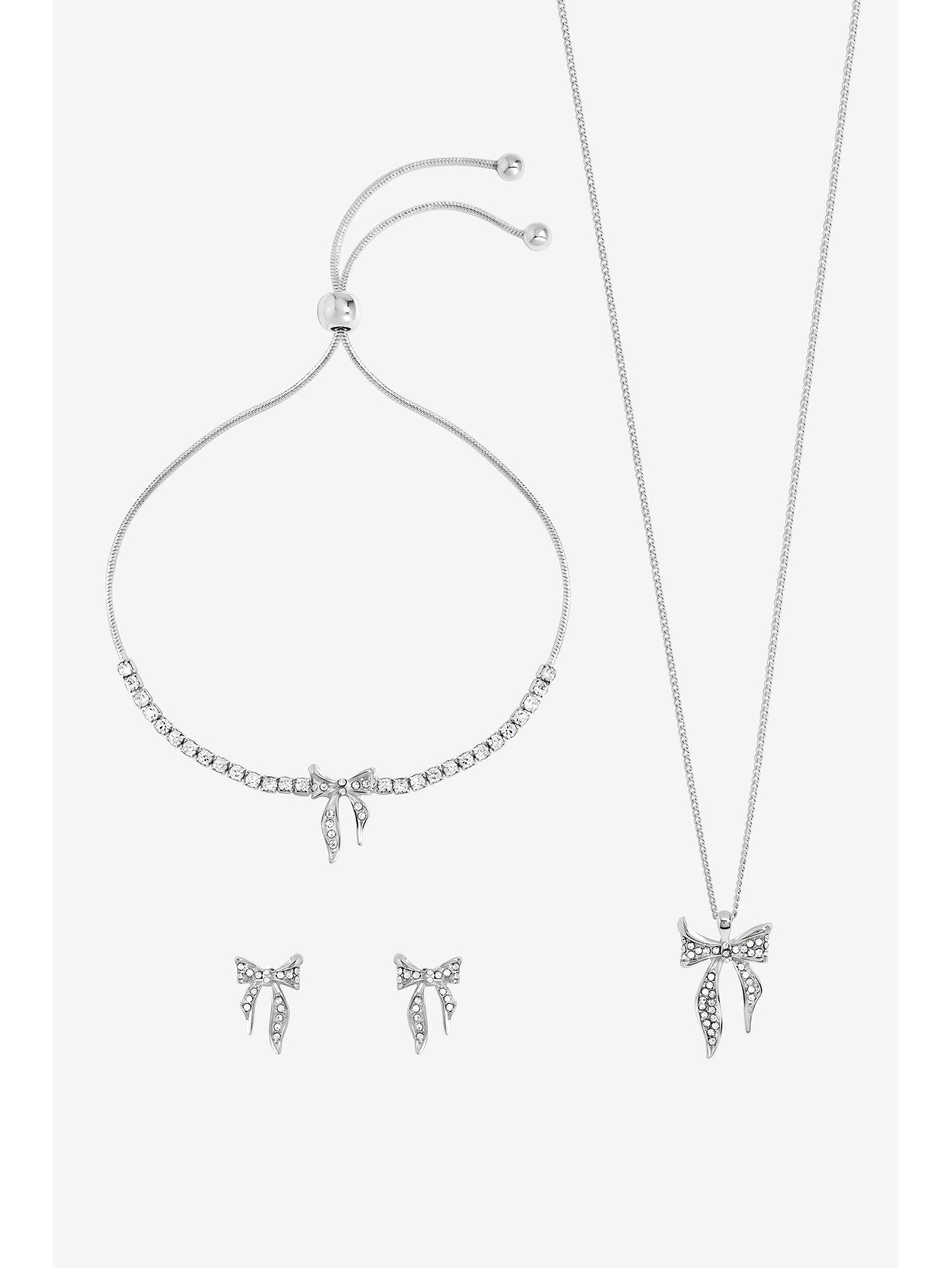 Image 6 of 6 of Jon Richard Silver Plated and Pave Bow Trio Set - Gift Box