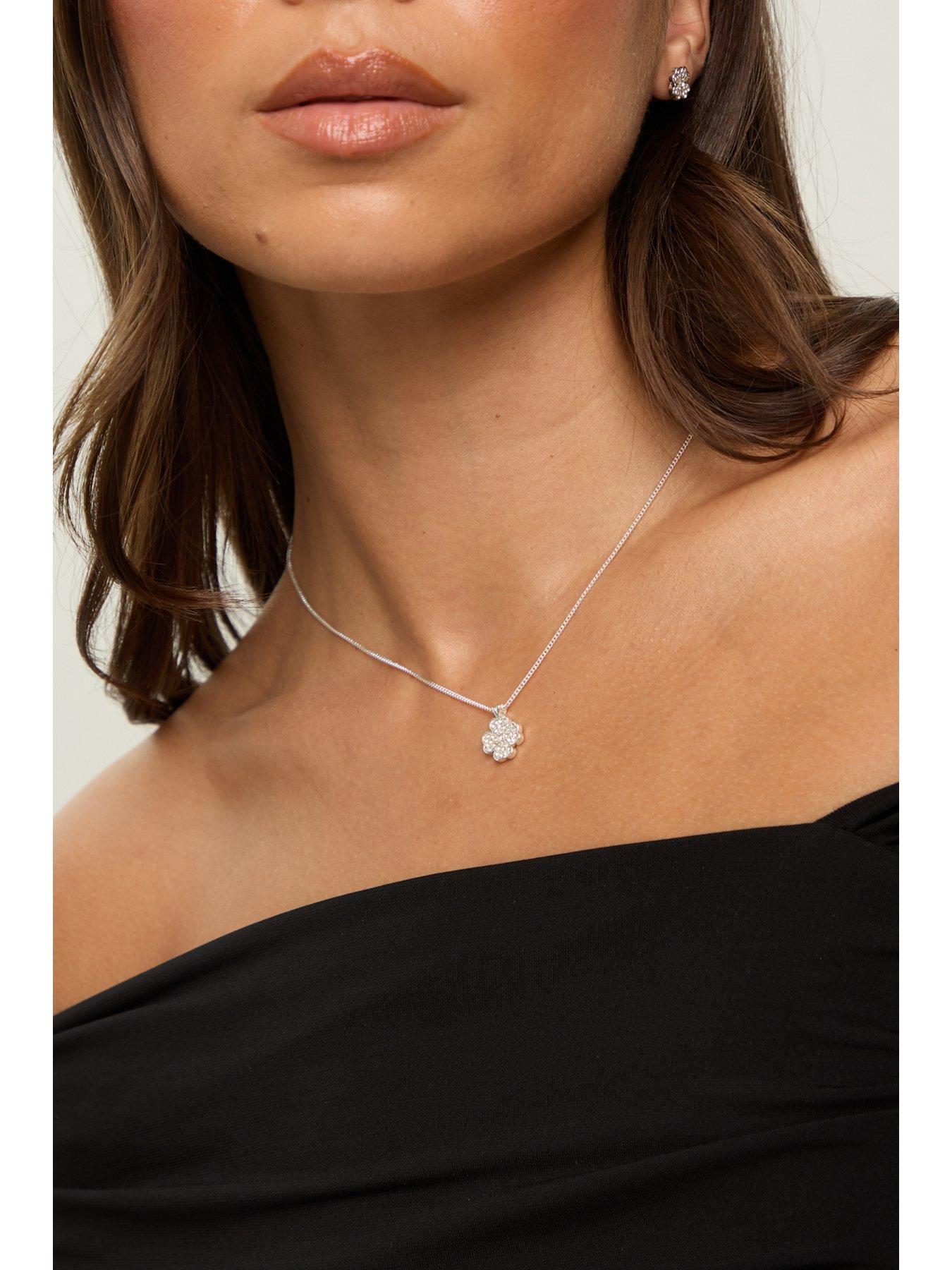 Image 6 of 6 of Jon Richard Silver Plated and Pave Clover Trio Set - Gift Box