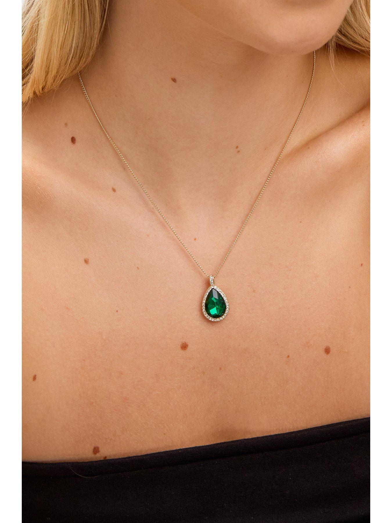 Image 6 of 6 of Jon Richard Gold Plated and Emerald Pear Drop Trio Set - Gift Box