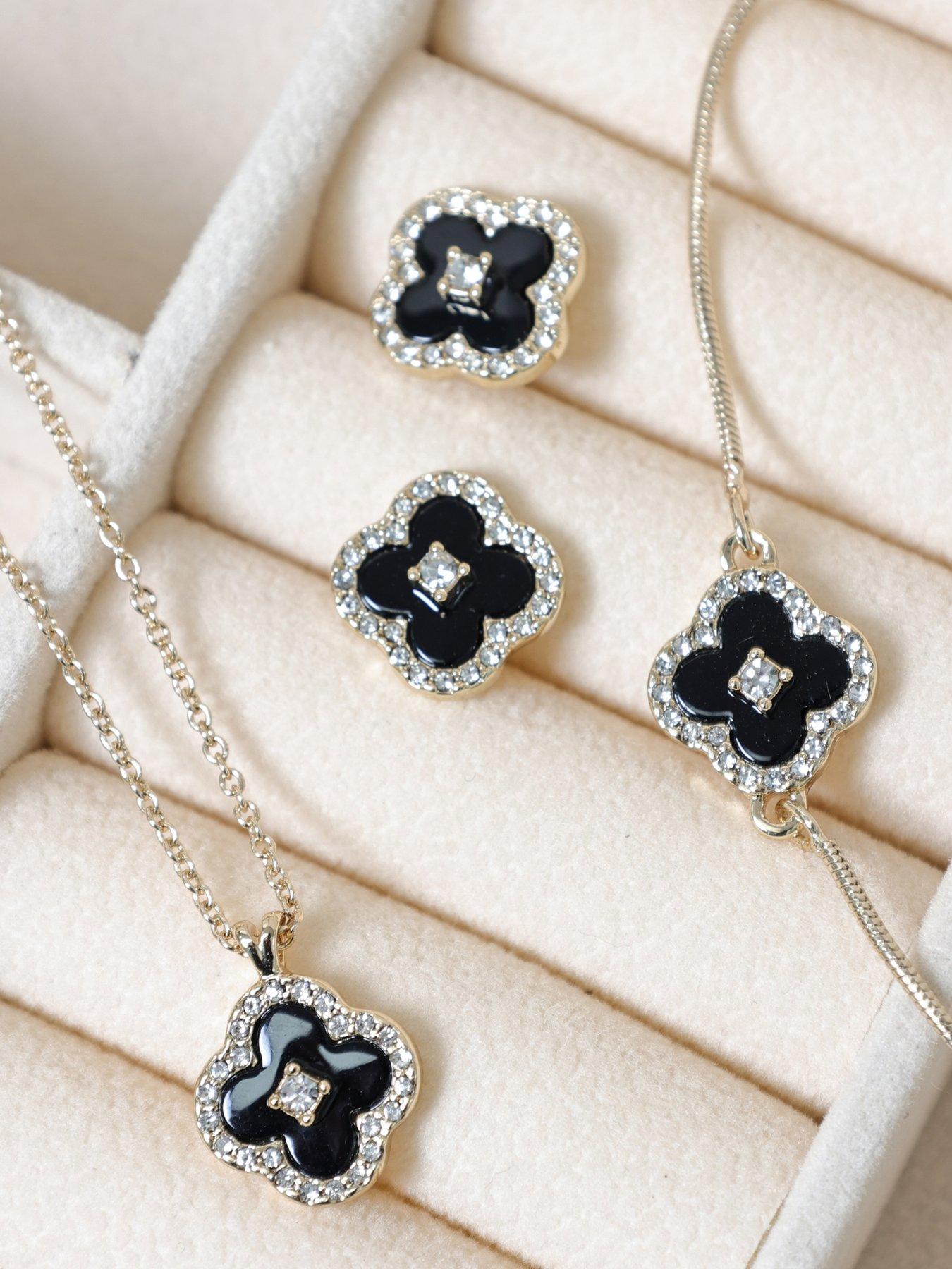  image of jon-richard-gold-plated-and-jet-clover-trio-set-gift-box