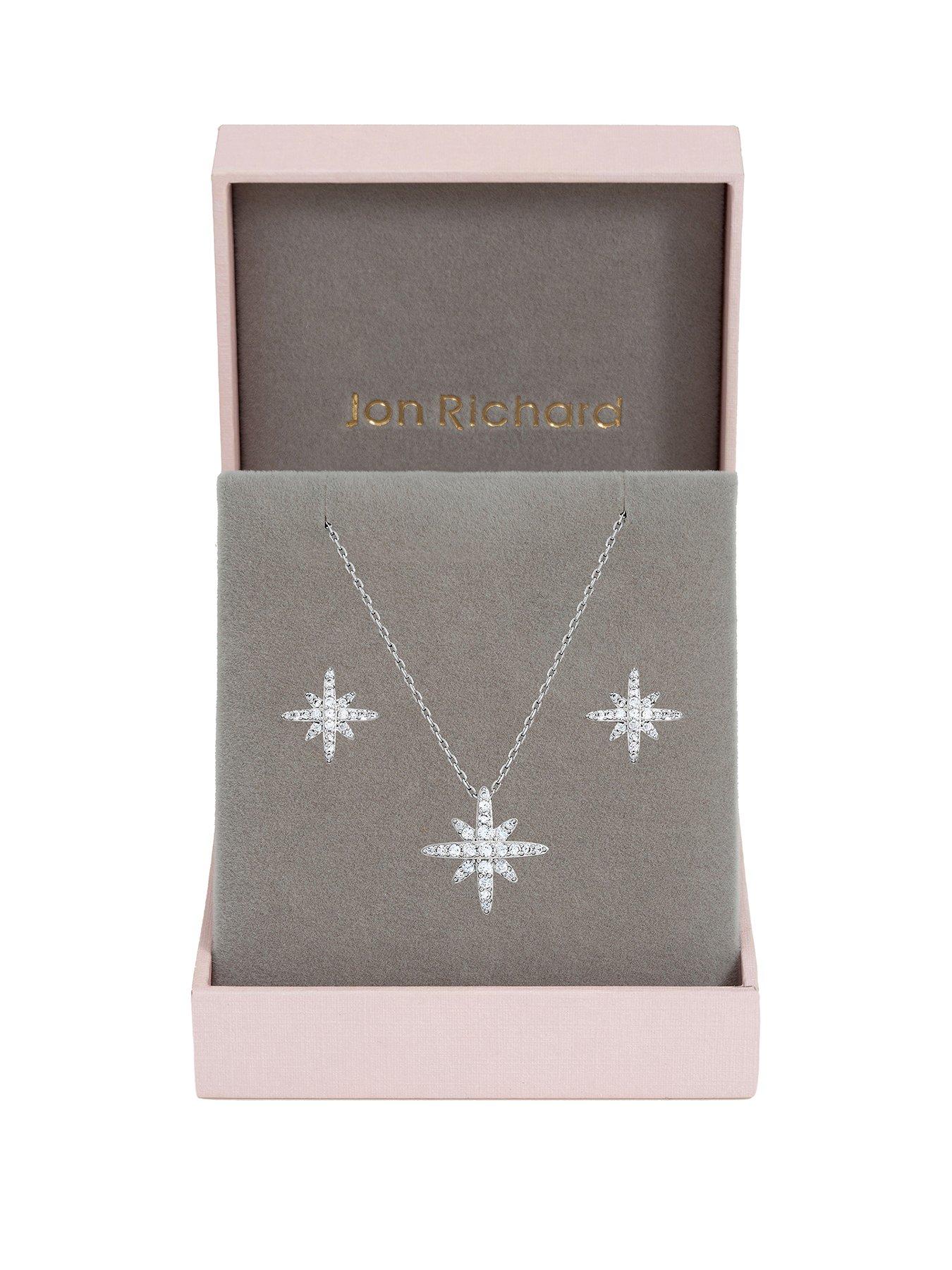 Image 1 of 5 of Jon Richard Rhodium Plated and Pave Star Set - Gift Box