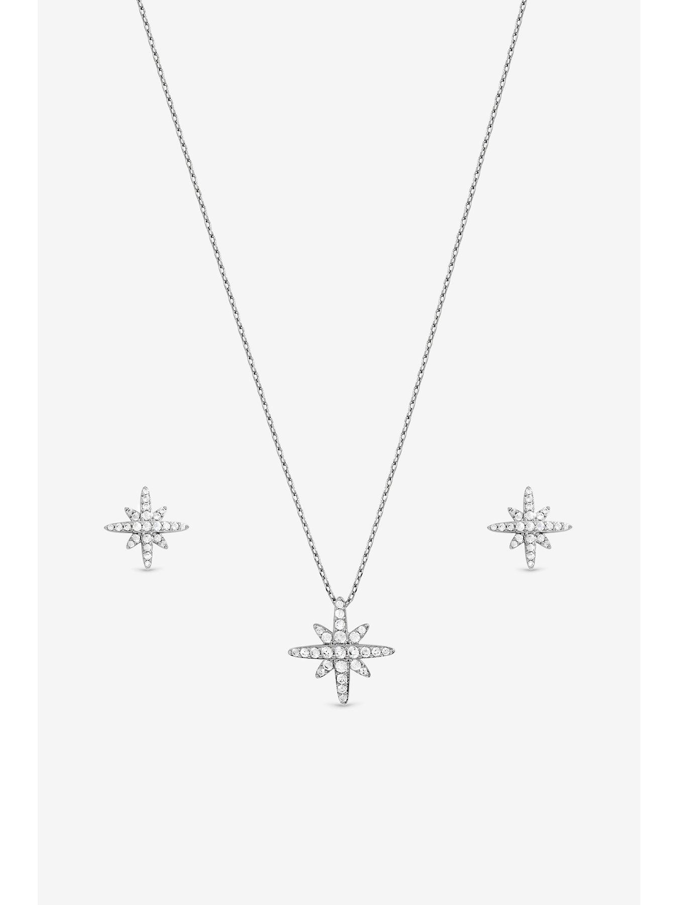 Image 2 of 5 of Jon Richard Rhodium Plated and Pave Star Set - Gift Box