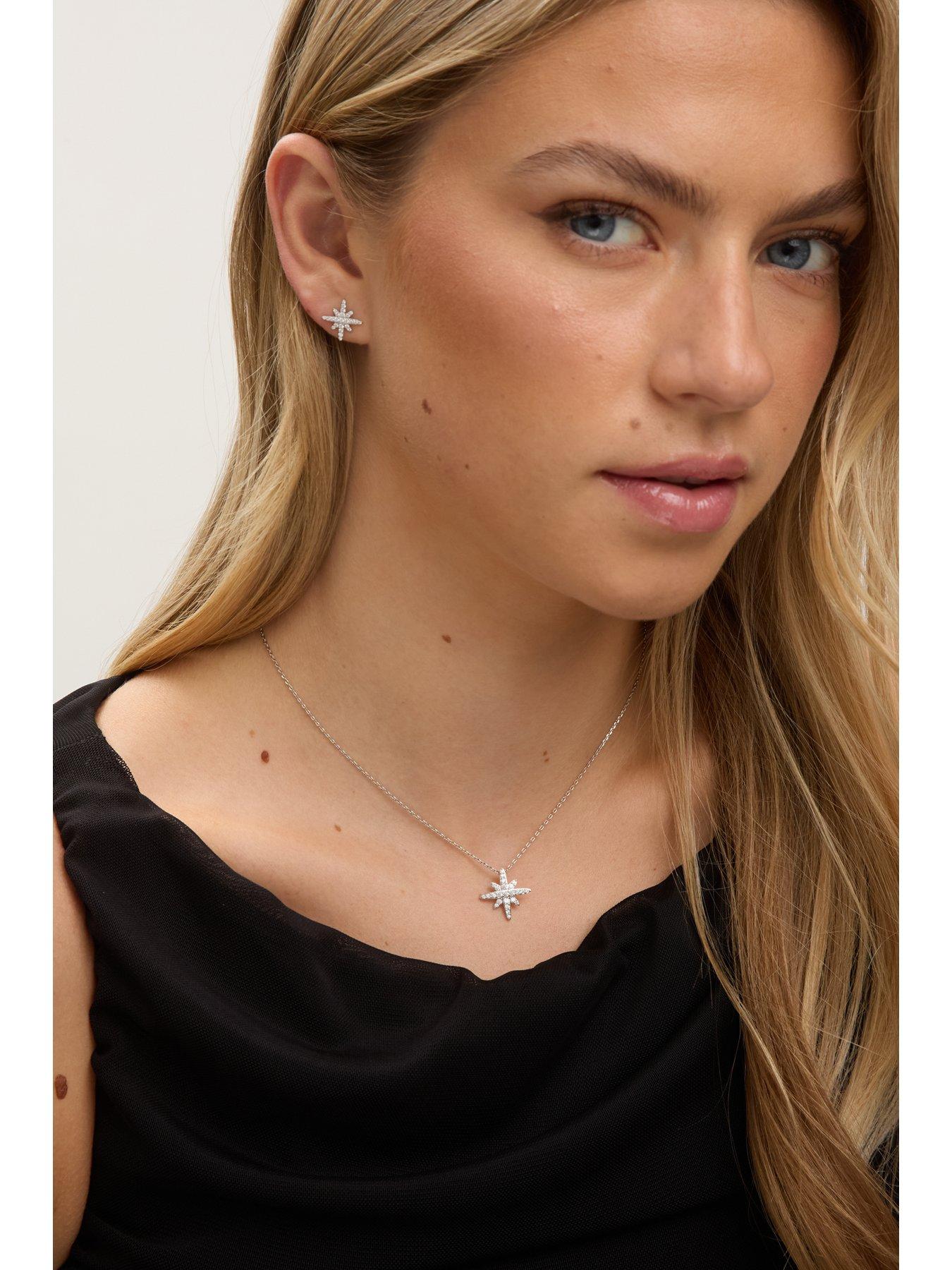 Image 3 of 5 of Jon Richard Rhodium Plated and Pave Star Set - Gift Box