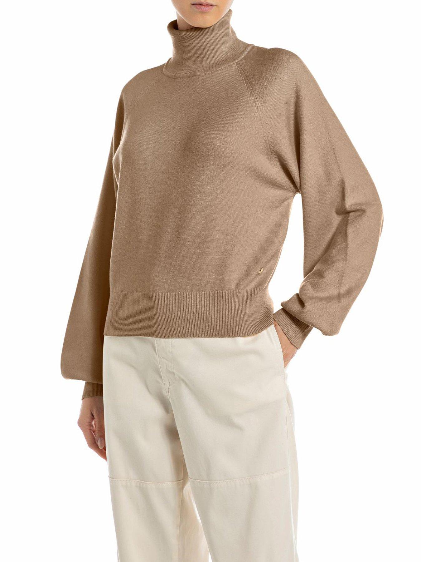 undefined Knitted High Neck Jumper - Brown