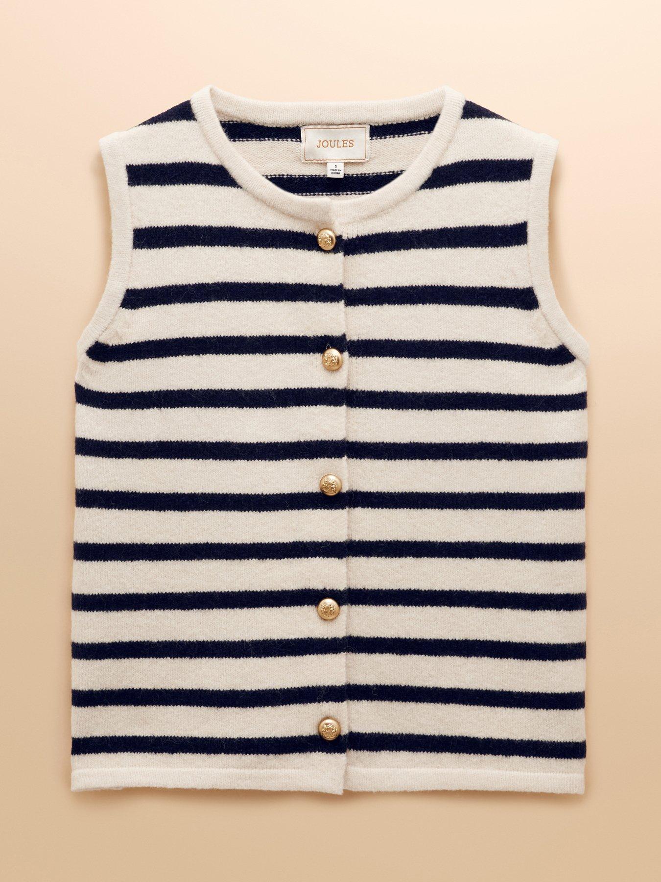 Image 4 of 6 of Joules Button Through Knitted Vest - Cream/Navy