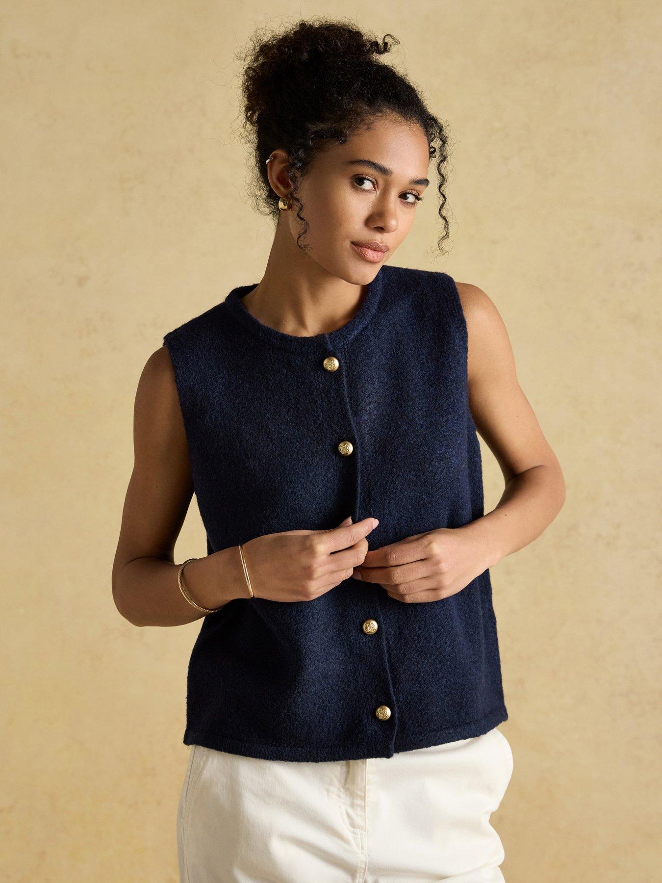 undefined Button Through Knitted Vest - Navy