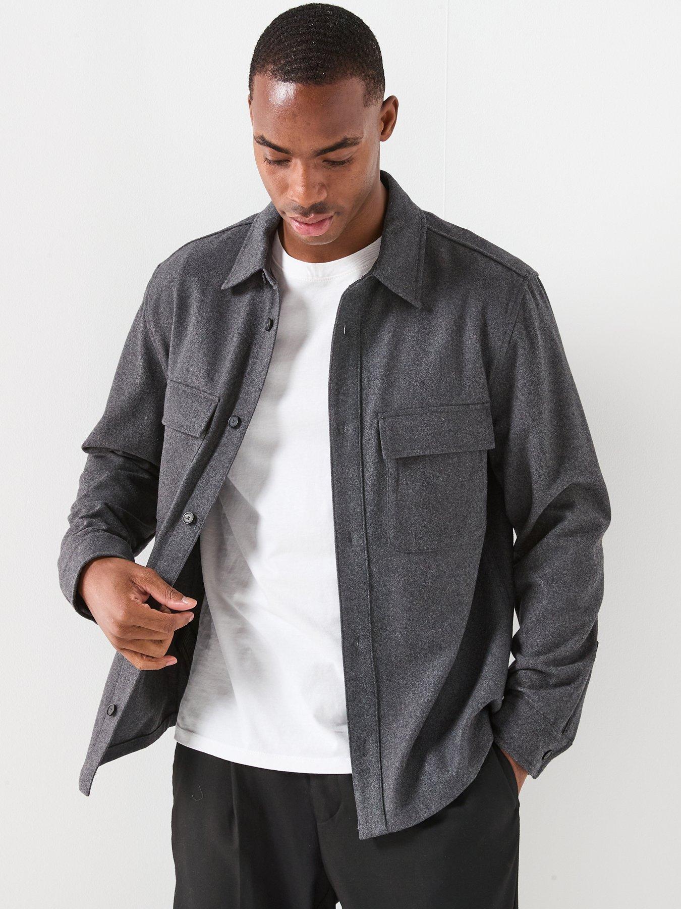 Mango Margon Double Pocket Wool Shacket - Dark Grey