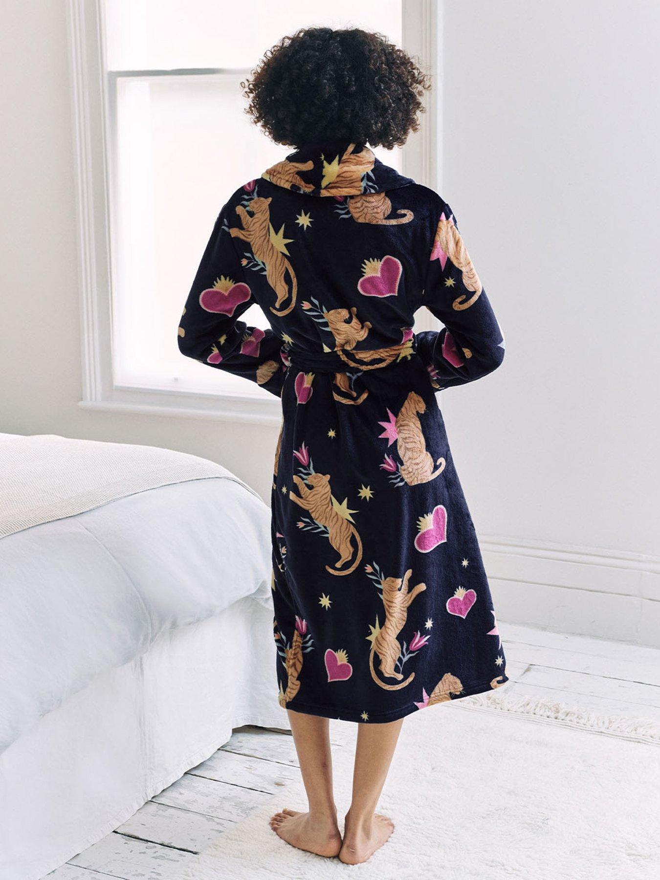  image of chelsea-peers-shaul-maxi-dressing-gown-in-sealskin-fleece-navy