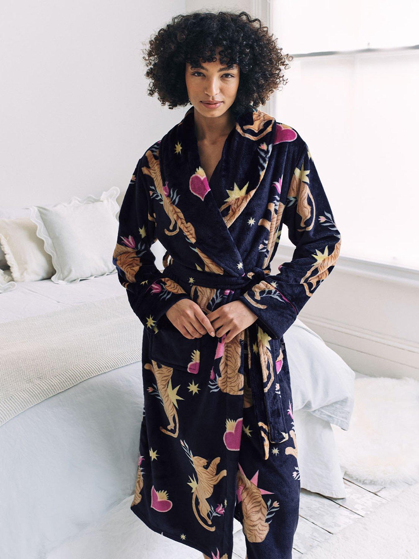  image of chelsea-peers-shaul-maxi-dressing-gown-in-sealskin-fleece-navy