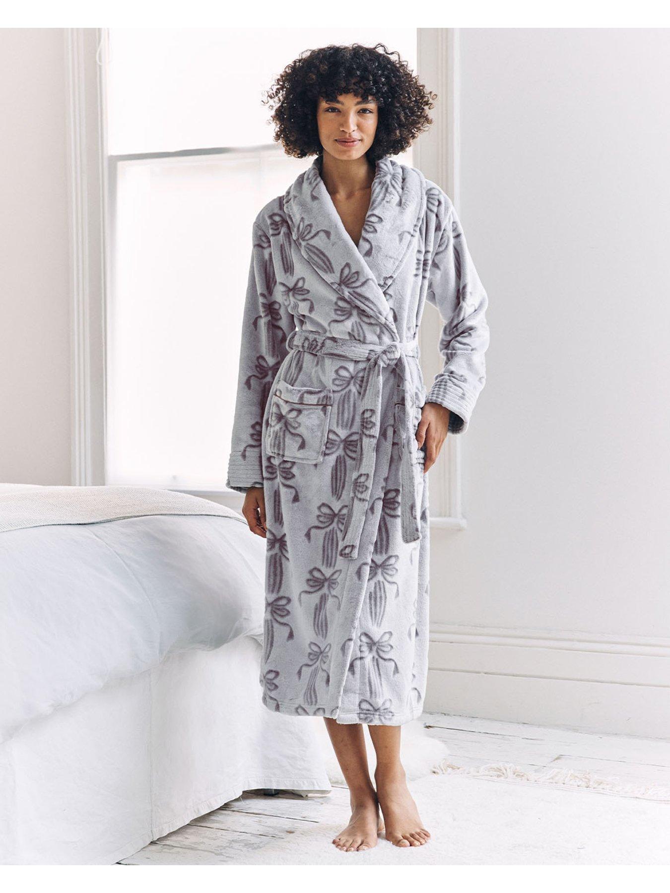  image of chelsea-peers-shaul-maxi-dressing-gown-in-burnout-fleece-beige