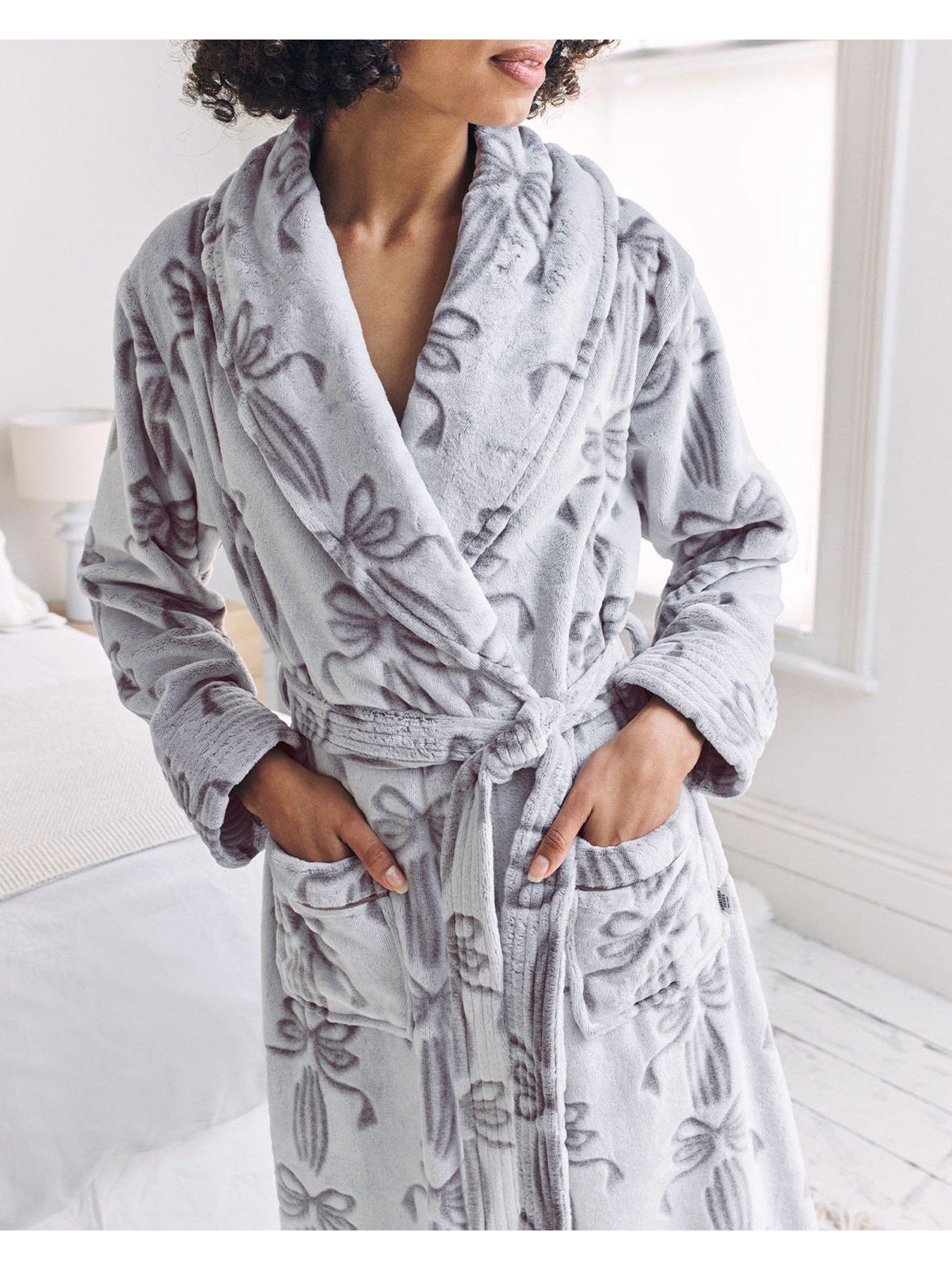  image of chelsea-peers-shaul-maxi-dressing-gown-in-burnout-fleece-beige