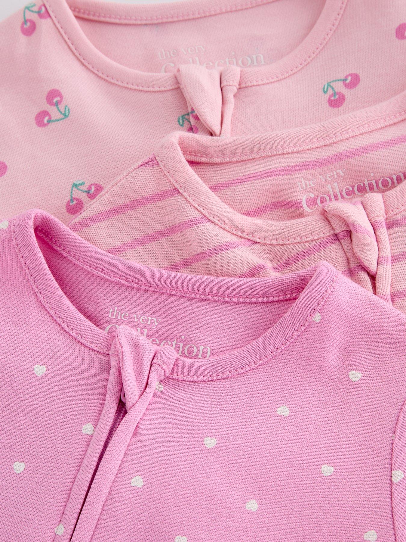  image of the-very-collection-3-pack-printed-sleepsuits-pink