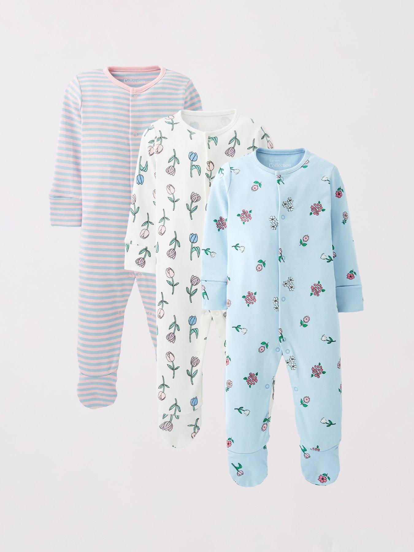The Very Collection Floral Print 3 Pack Sleepsuits - Multi