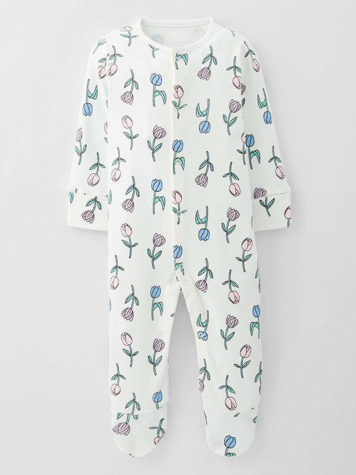 Image 3 of 4 of The Very Collection Floral Print 3 Pack Sleepsuits - Multi