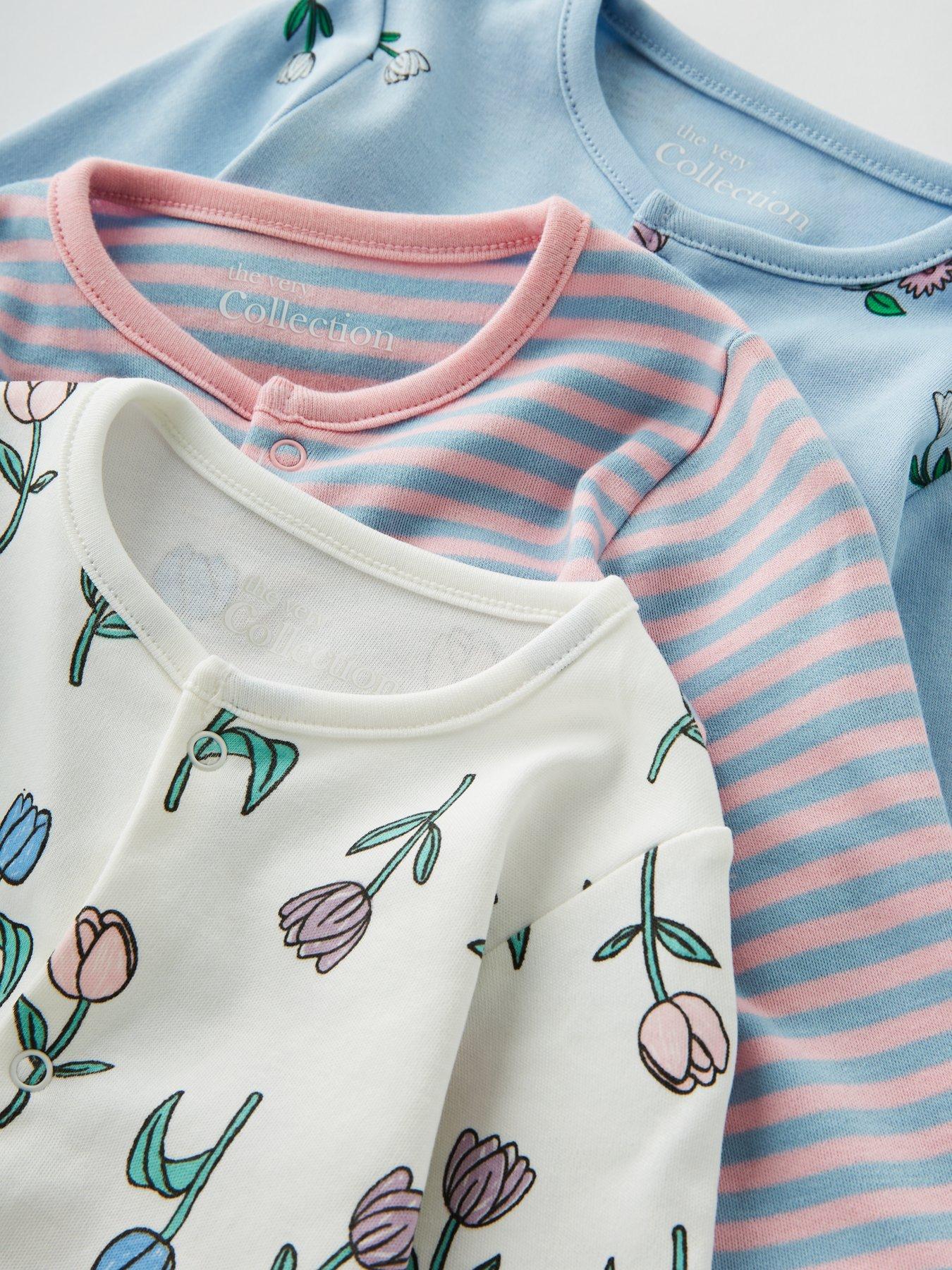 Image 4 of 4 of The Very Collection Floral Print 3 Pack Sleepsuits - Multi