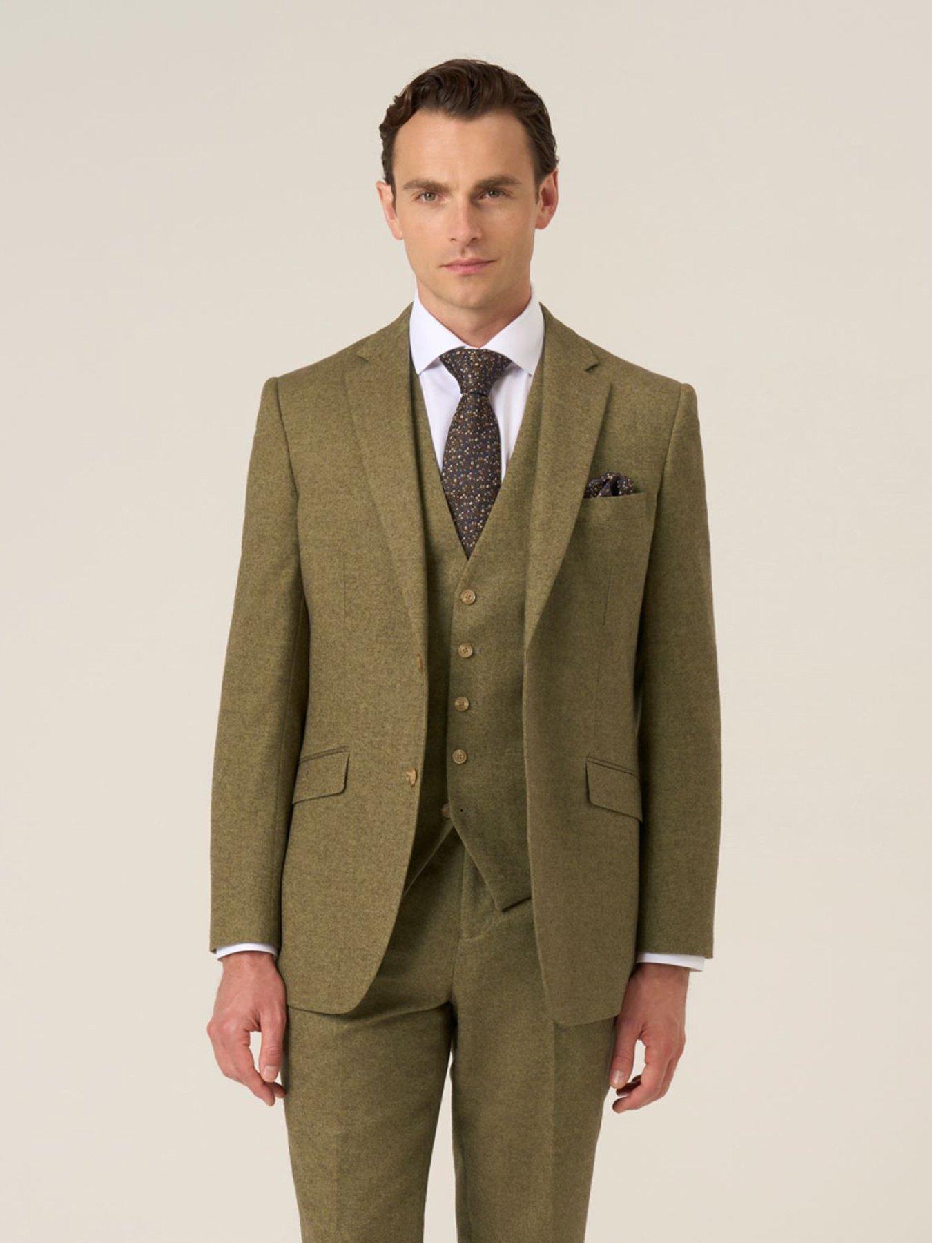 Skopes Tailored Fit Fox Sage Wool Blend Suit Jacket - Green