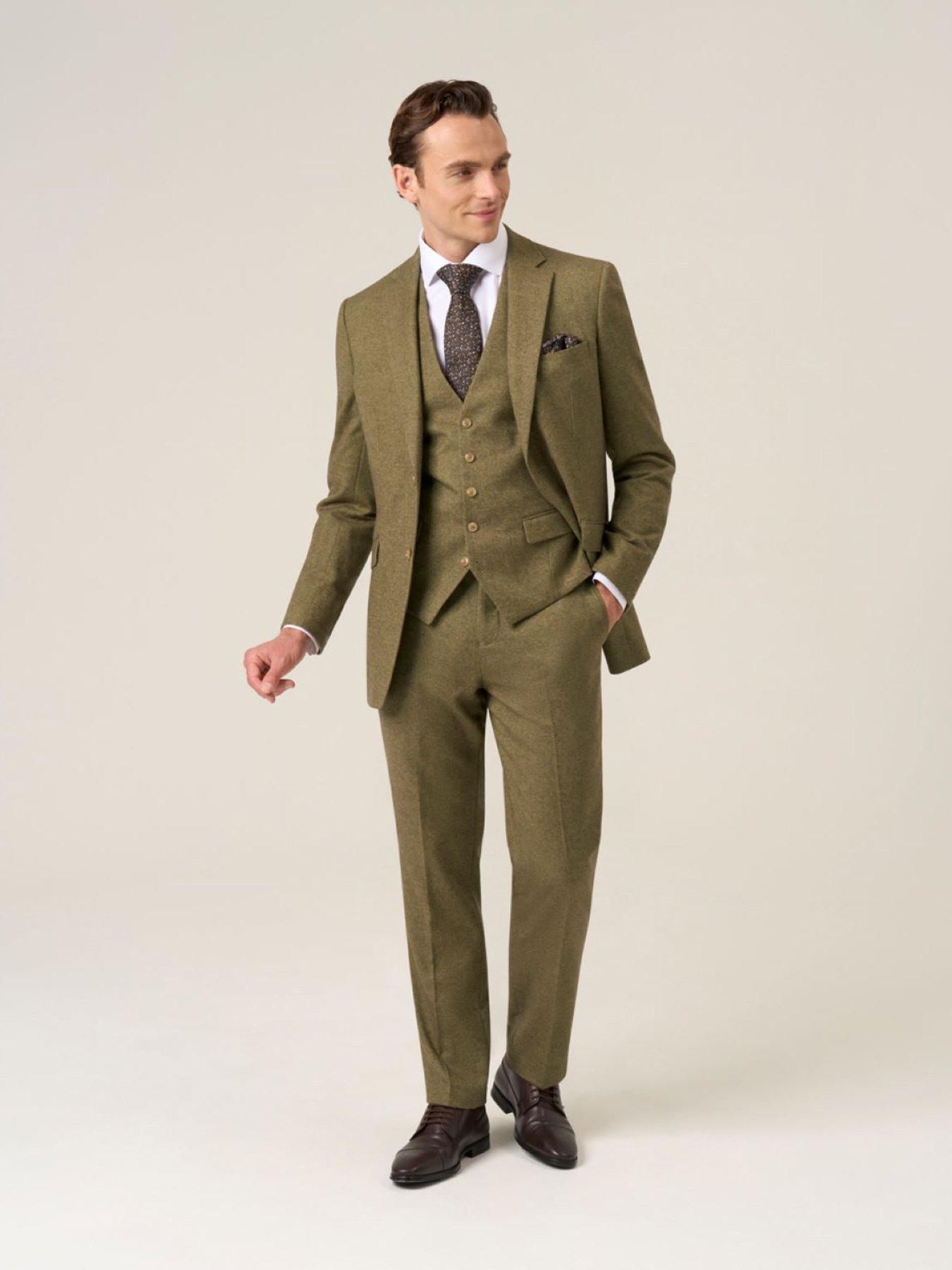  image of skopes-tailored-fit-fox-sage-wool-blend-suit-jacket-green