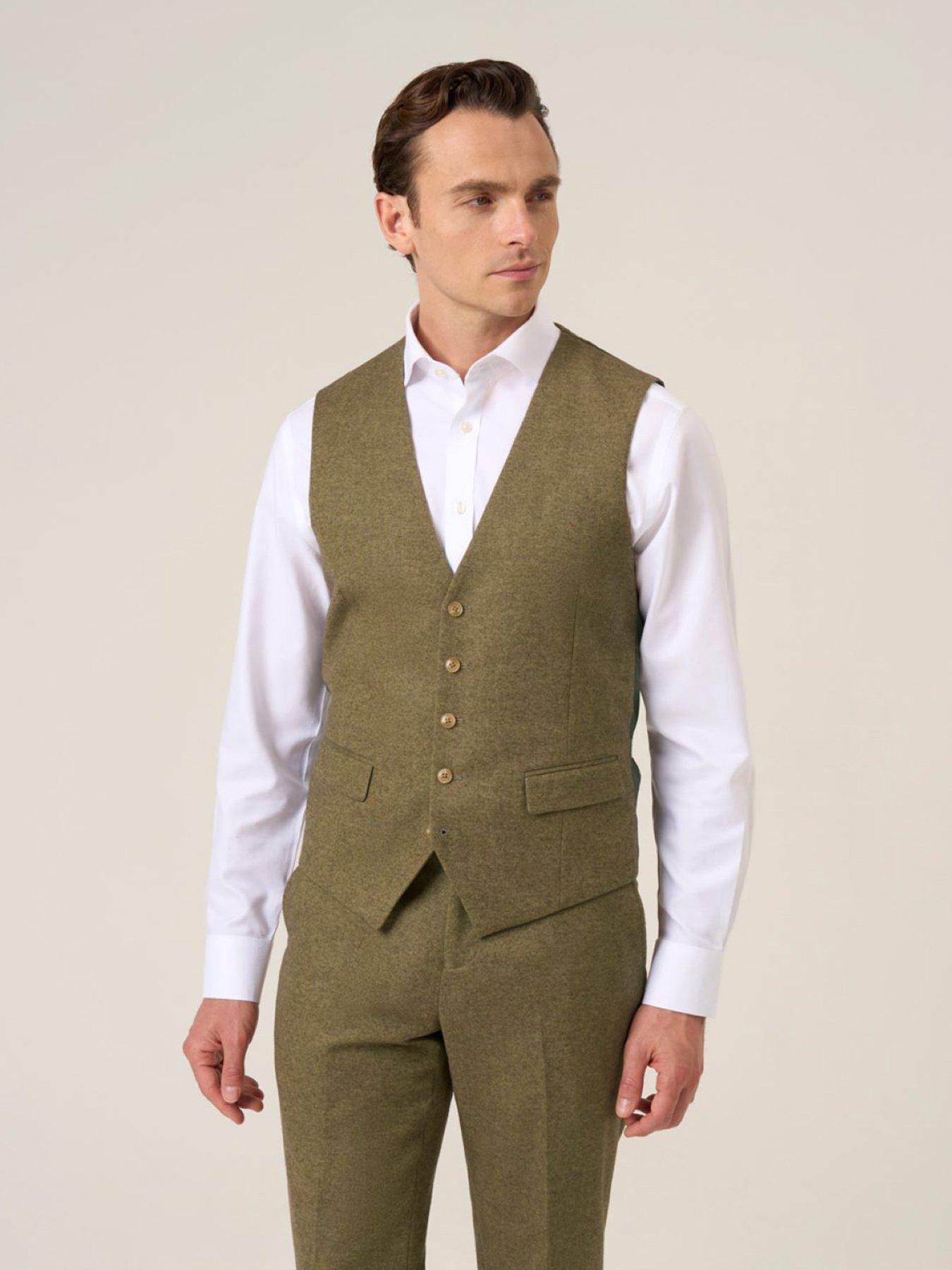  image of skopes-fox-sage-wool-blend-waistcoat-green