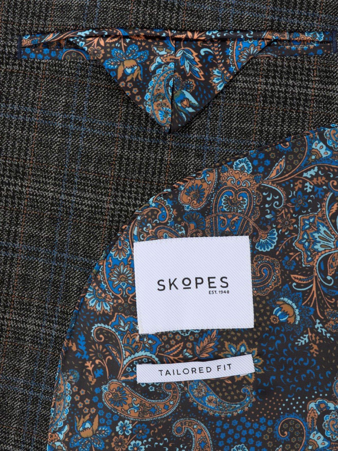  image of skopes-tailored-fit-margrave-charcoal-check-suit-jacket-grey