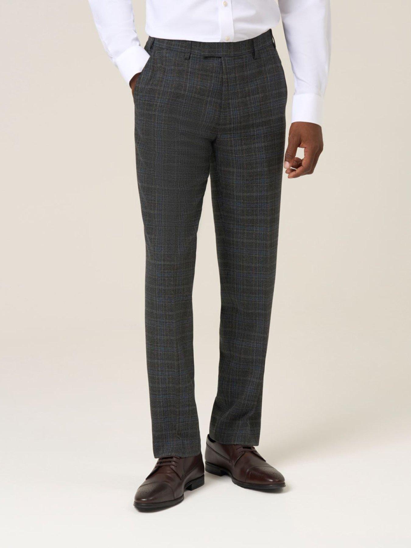 Skopes Tailored Fit Margrave Charcoal Check Suit Trousers - Grey