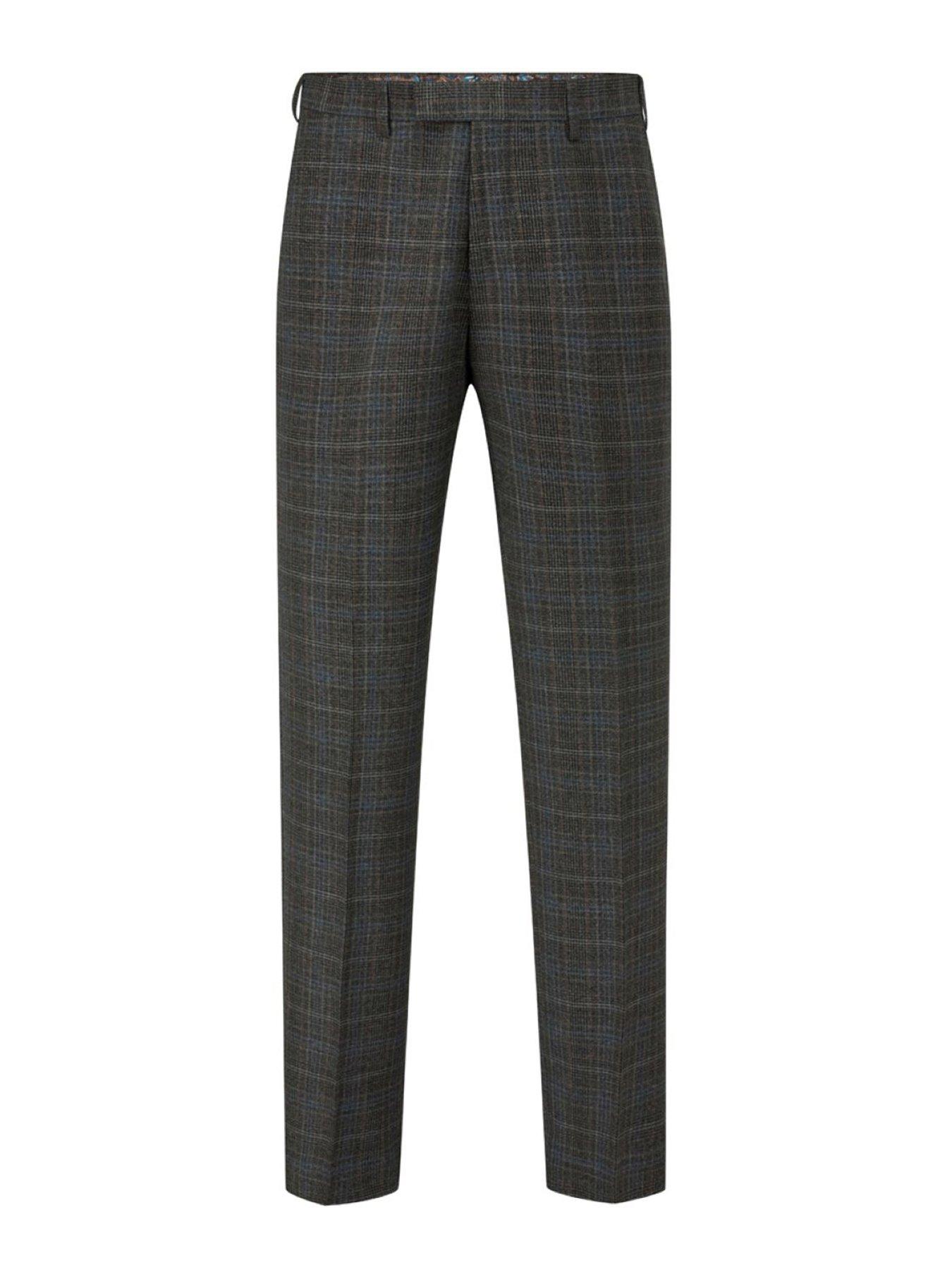  image of skopes-tailored-fit-margrave-charcoal-check-suit-trousers-grey