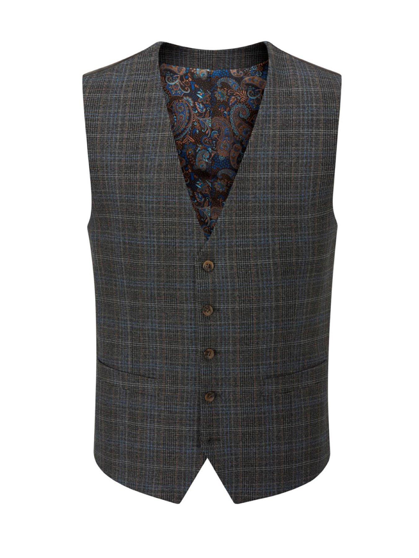  image of skopes-margrave-charcoal-check-waistcoat-grey