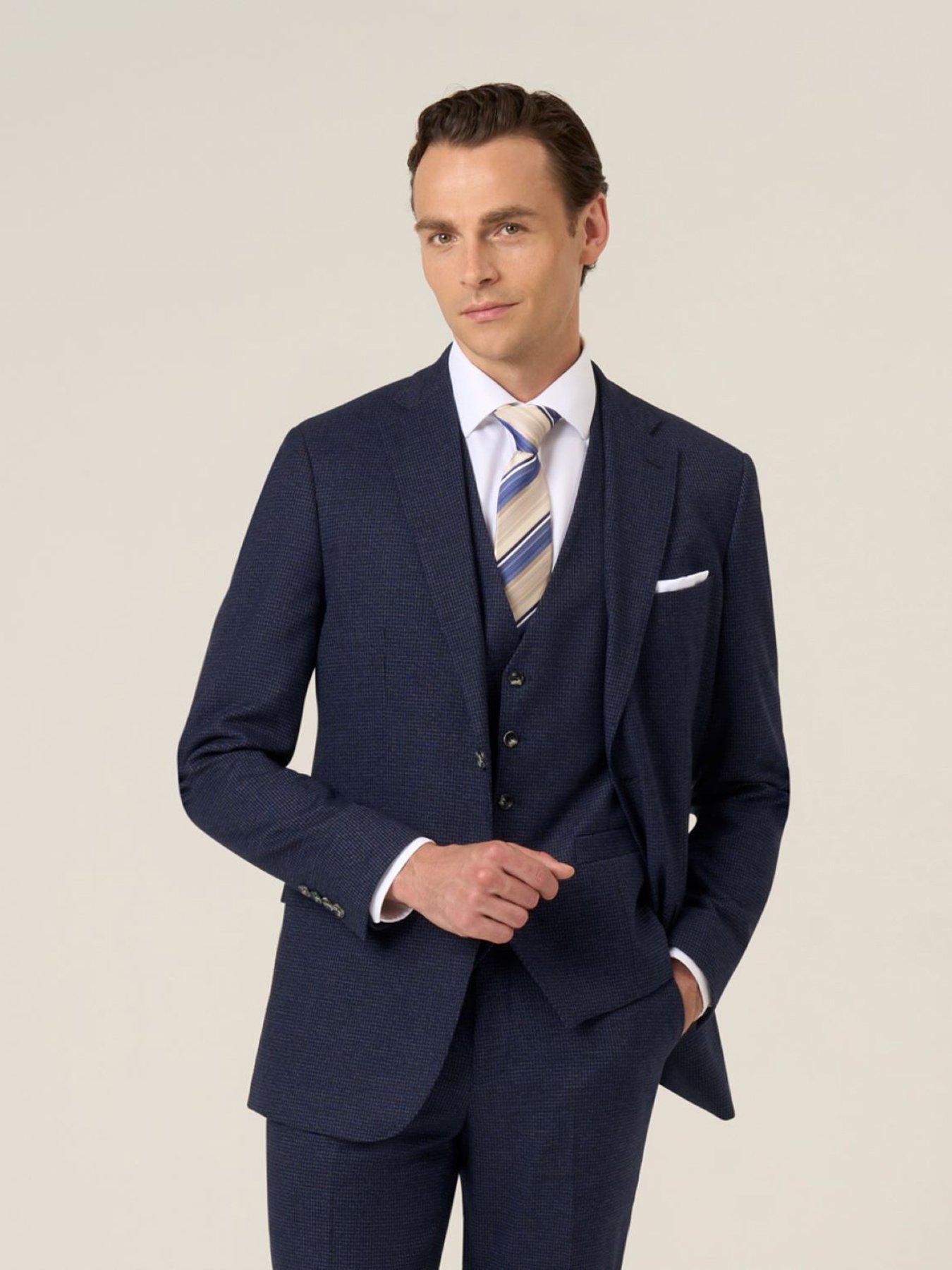  image of skopes-tailored-fit-boyd-puppytooth-suit-jacket-navy