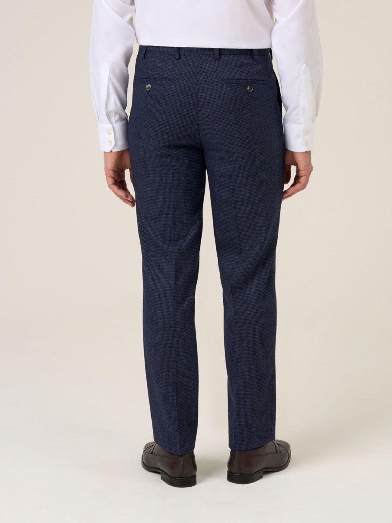  image of skopes-tailored-fit-boyd-puppytooth-suit-trousers-navy
