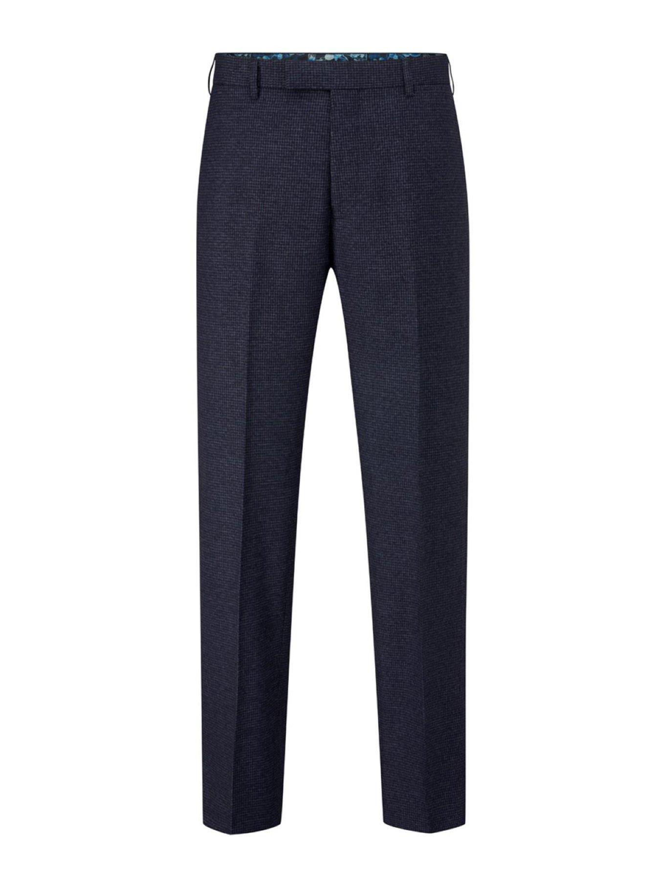  image of skopes-tailored-fit-boyd-puppytooth-suit-trousers-navy