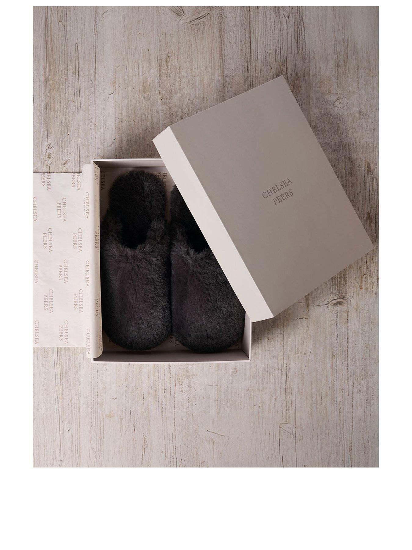  image of chelsea-peers-womens-faux-fur-closed-toe-slippers-brown