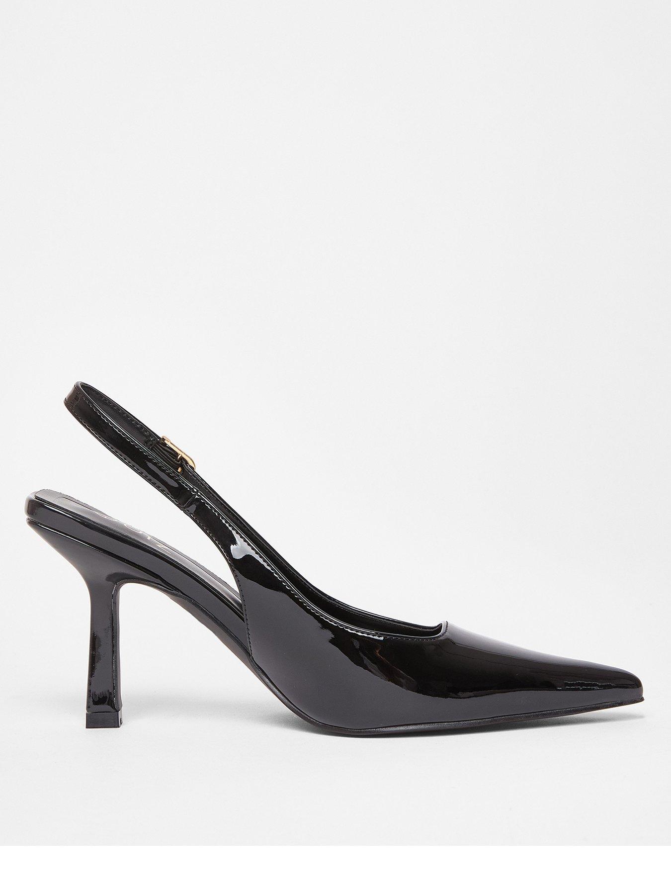  image of quiz-black-patent-sling-back-court-heels