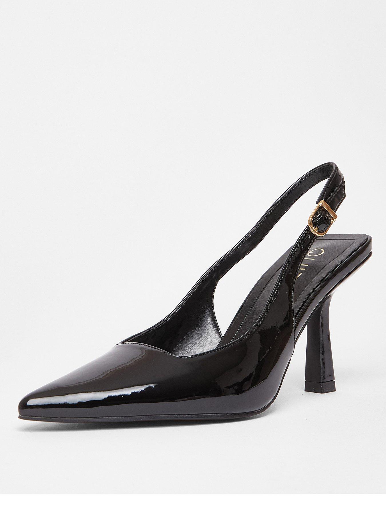  image of quiz-black-patent-sling-back-court-heels