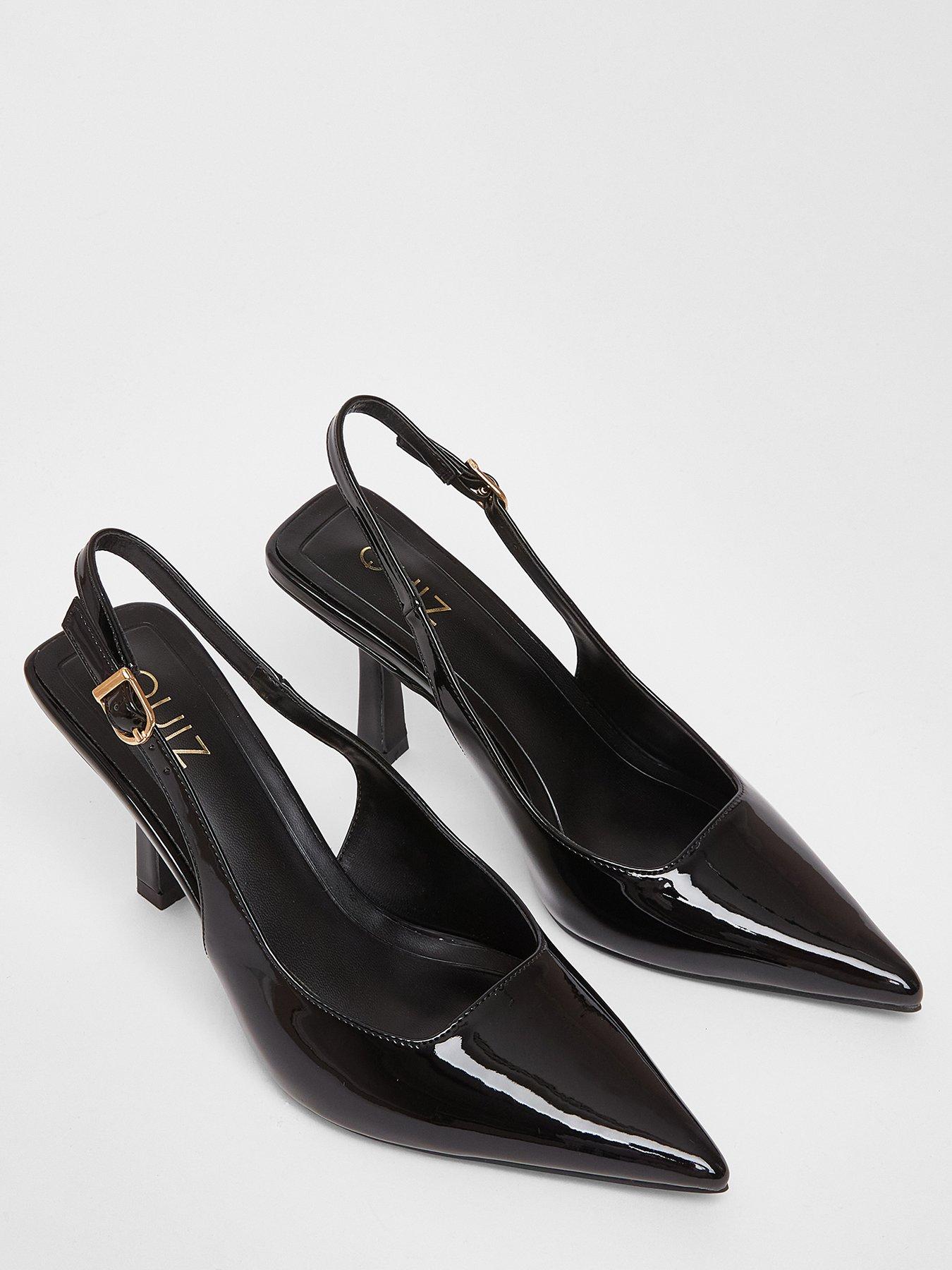  image of quiz-black-patent-sling-back-court-heels