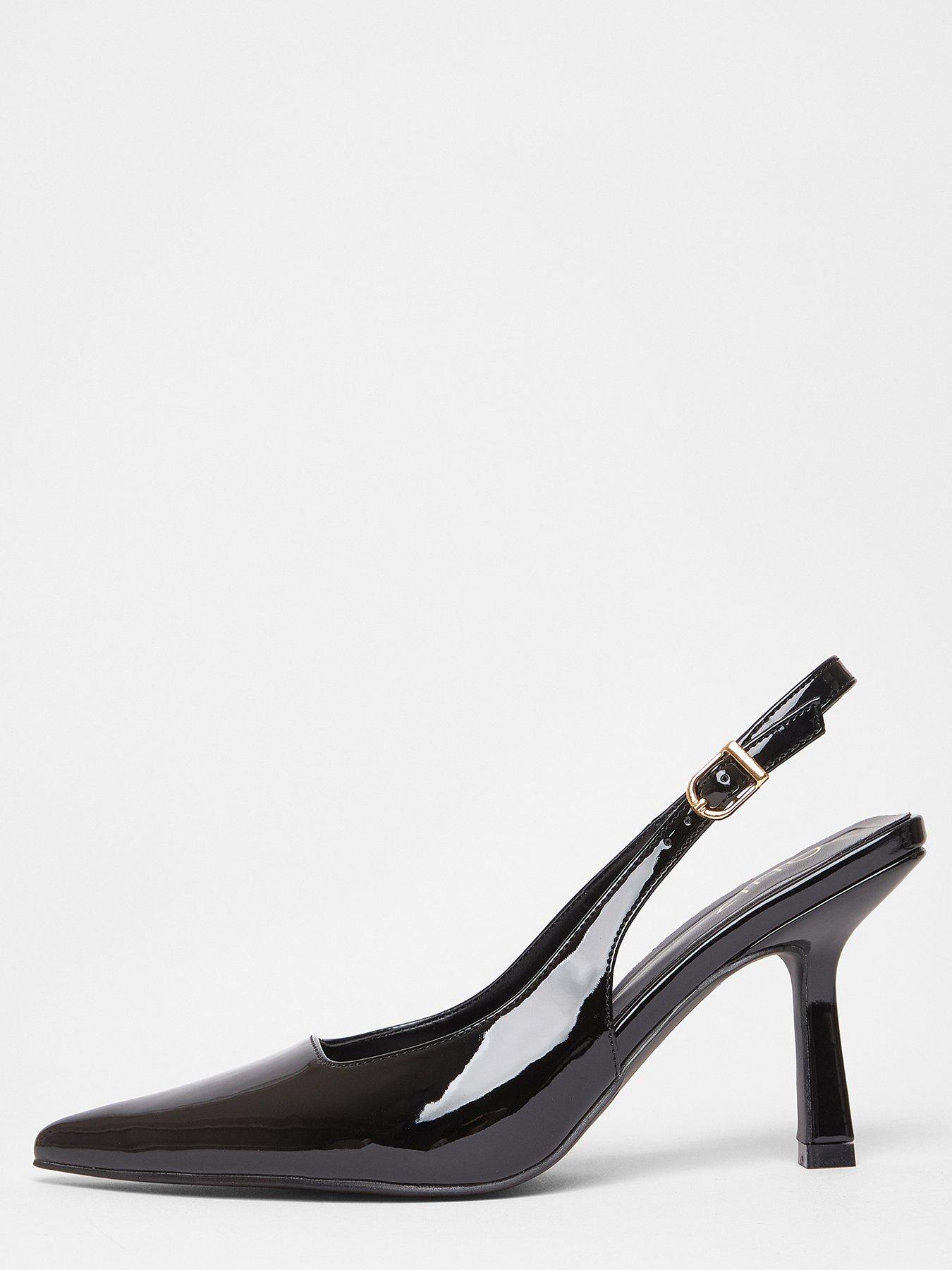  image of quiz-black-patent-sling-back-court-heels