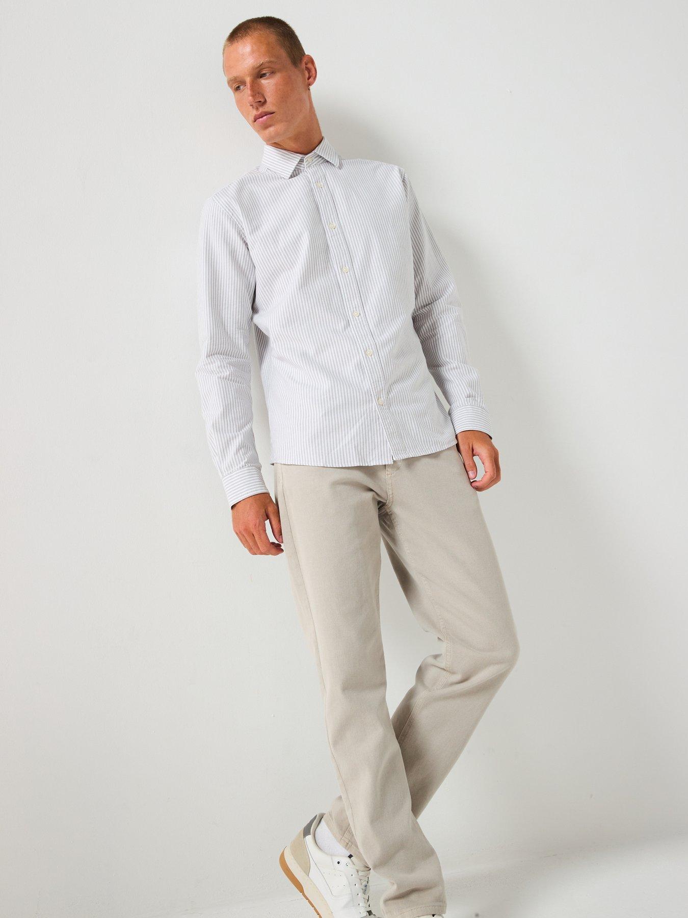 Image 6 of 6 of Mango Kodak Stripe Oxford Shirt - Grey