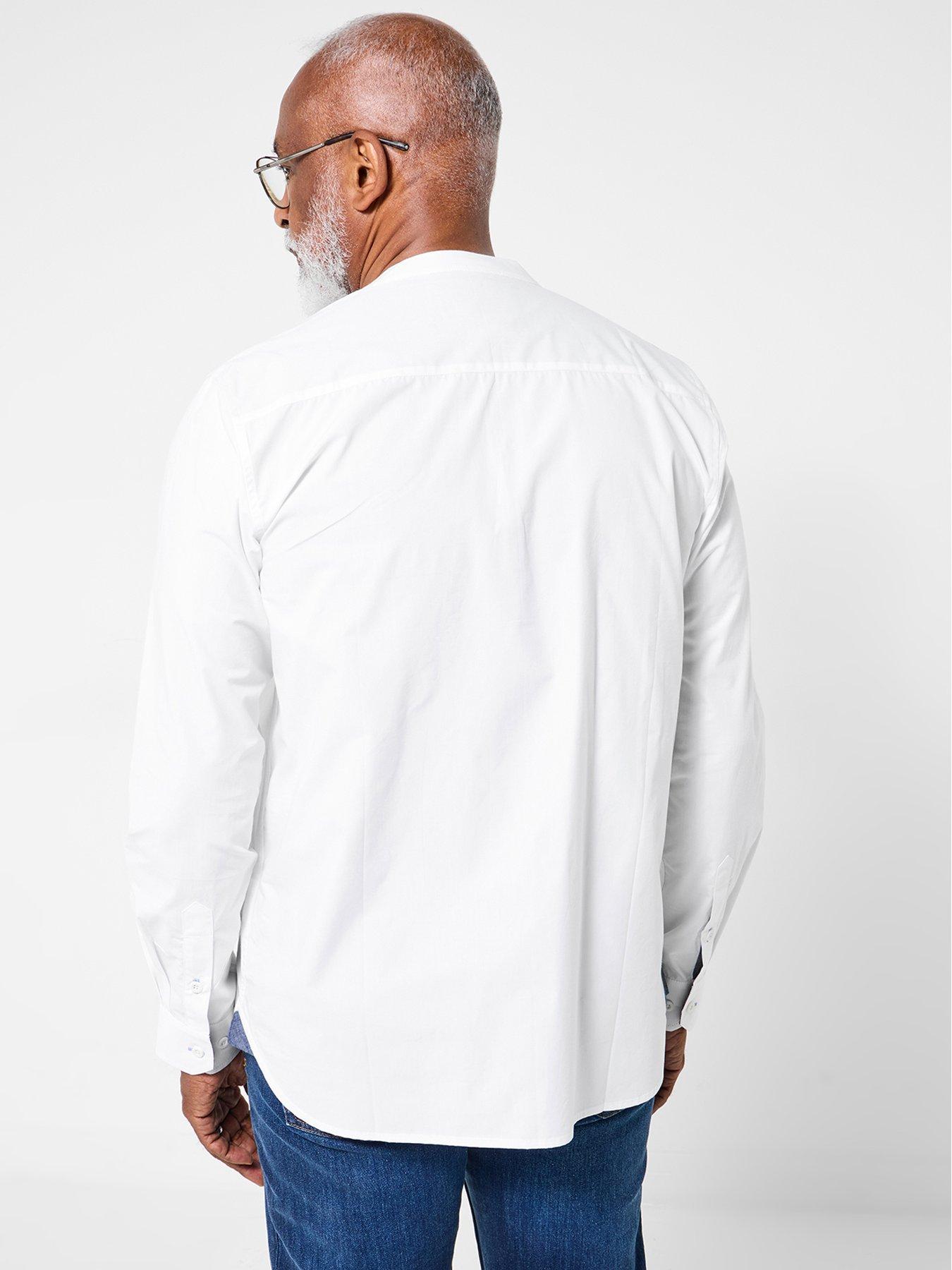  image of joe-browns-contrast-trim-grandad-collar-long-sleeve-shirt-white