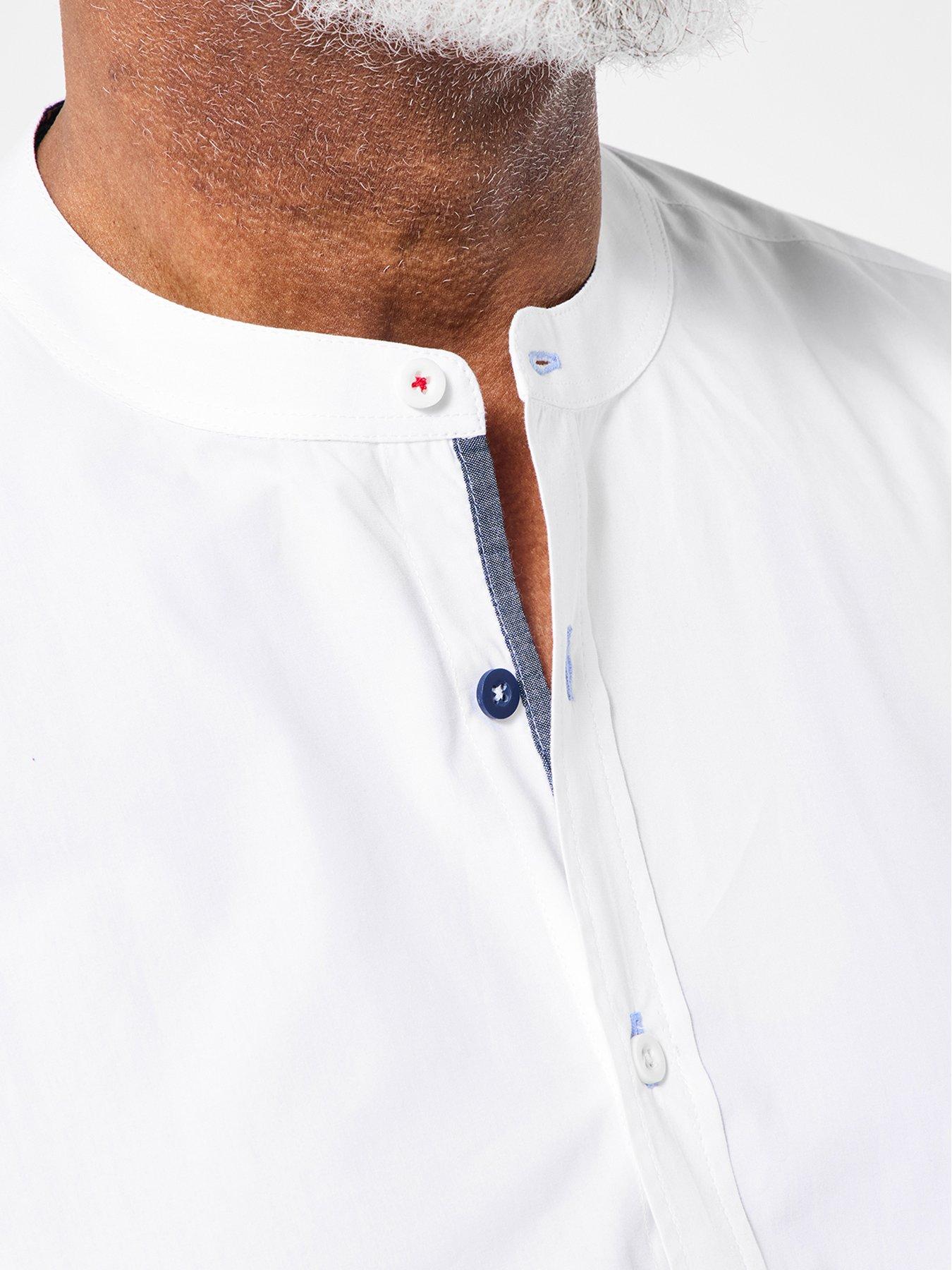  image of joe-browns-contrast-trim-grandad-collar-long-sleeve-shirt-white