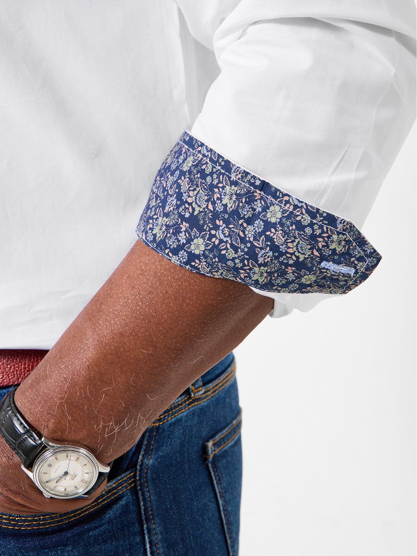  image of joe-browns-contrast-trim-grandad-collar-long-sleeve-shirt-white