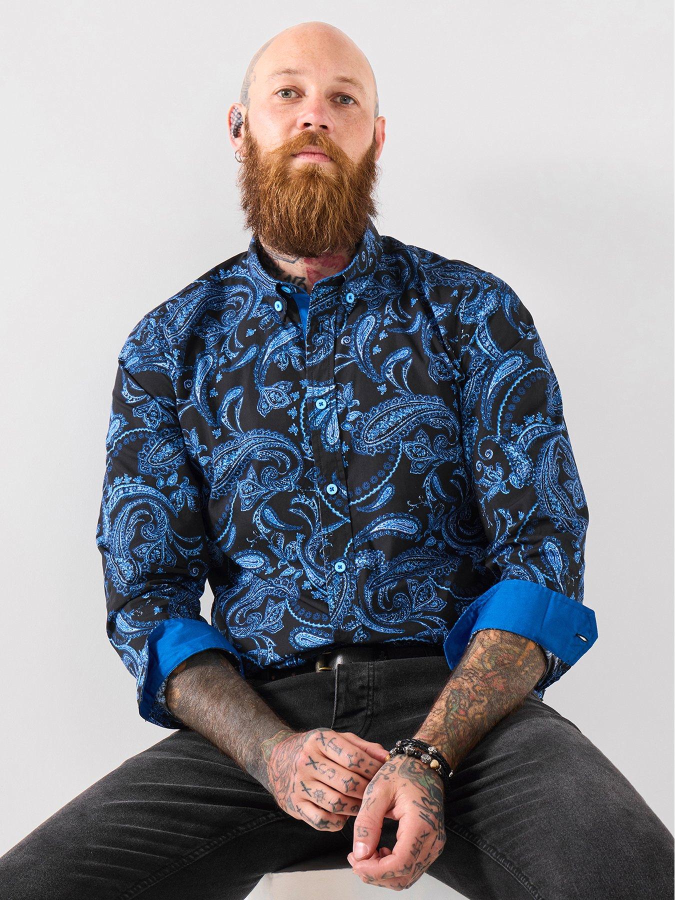 undefined Blue Paisley Print Long Sleeve Shirt