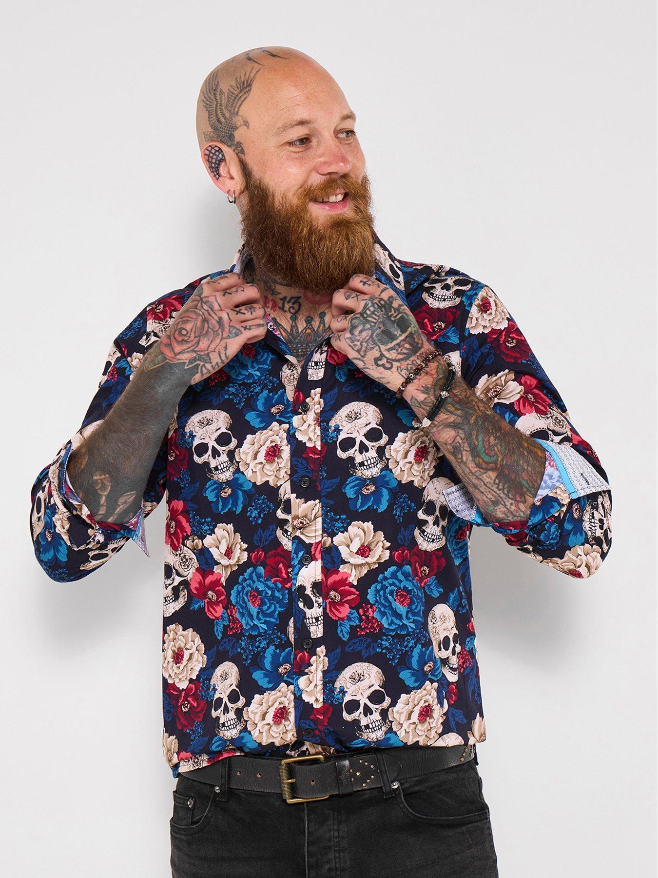 undefined All Over Skull Print Long Sleeve Shirt