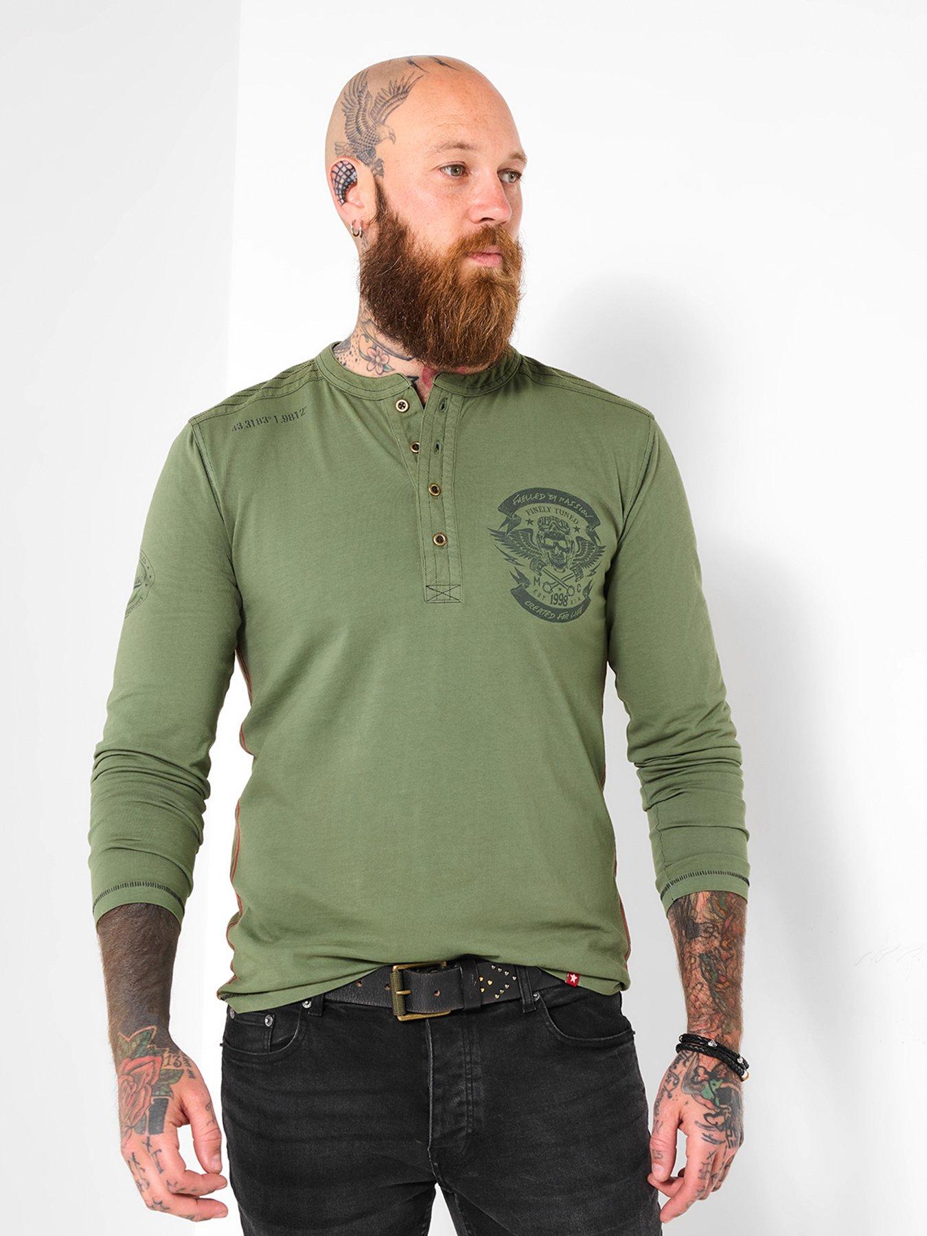 undefined Button Henley T Shirt - Green