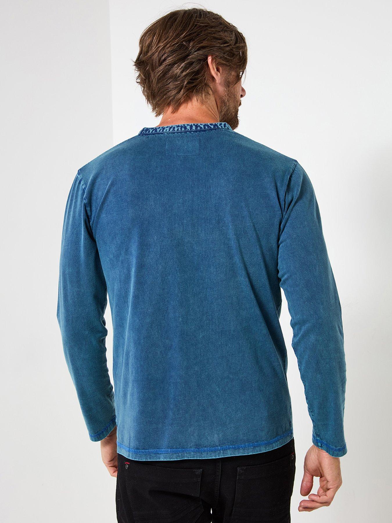 Image 3 of 6 of Joe Browns Indigo Washed Henley T Shirt - Blue