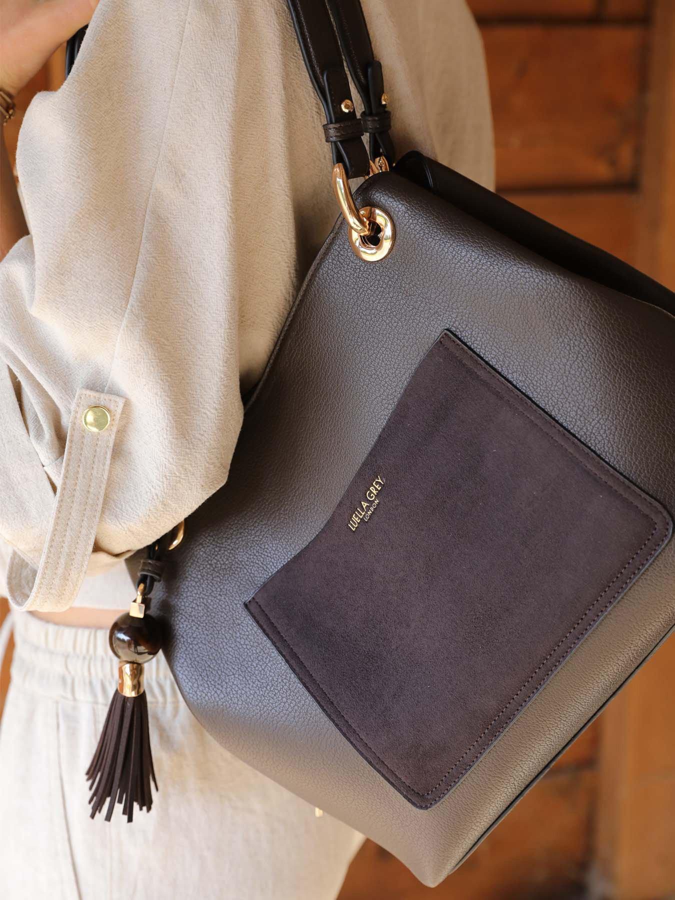 Image 5 of 5 of Luella Grey Sienna Chocolate Hobo Tote - Brown