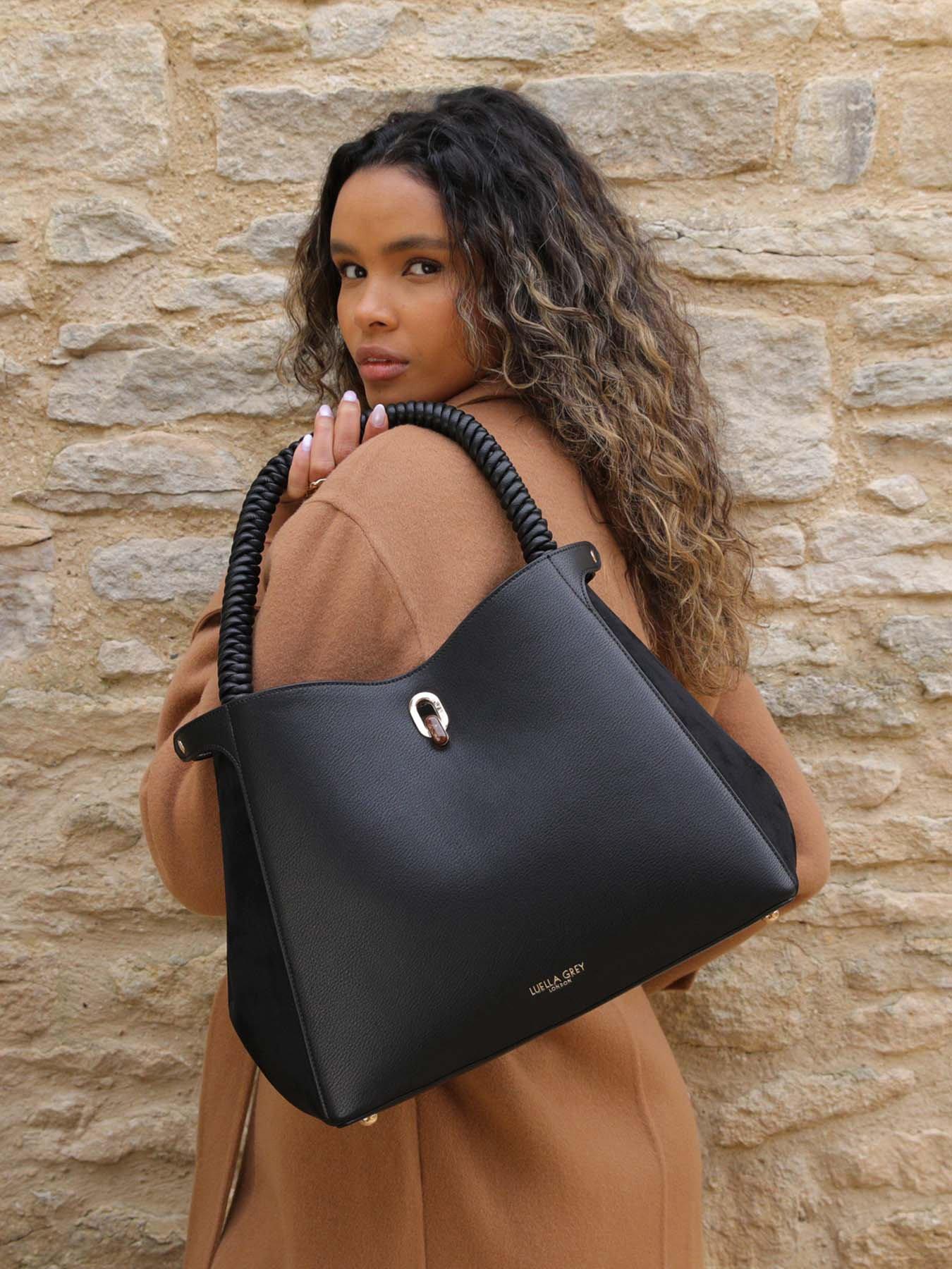 Image 1 of 5 of Luella Grey Simone Woven Handle Hobo - Black