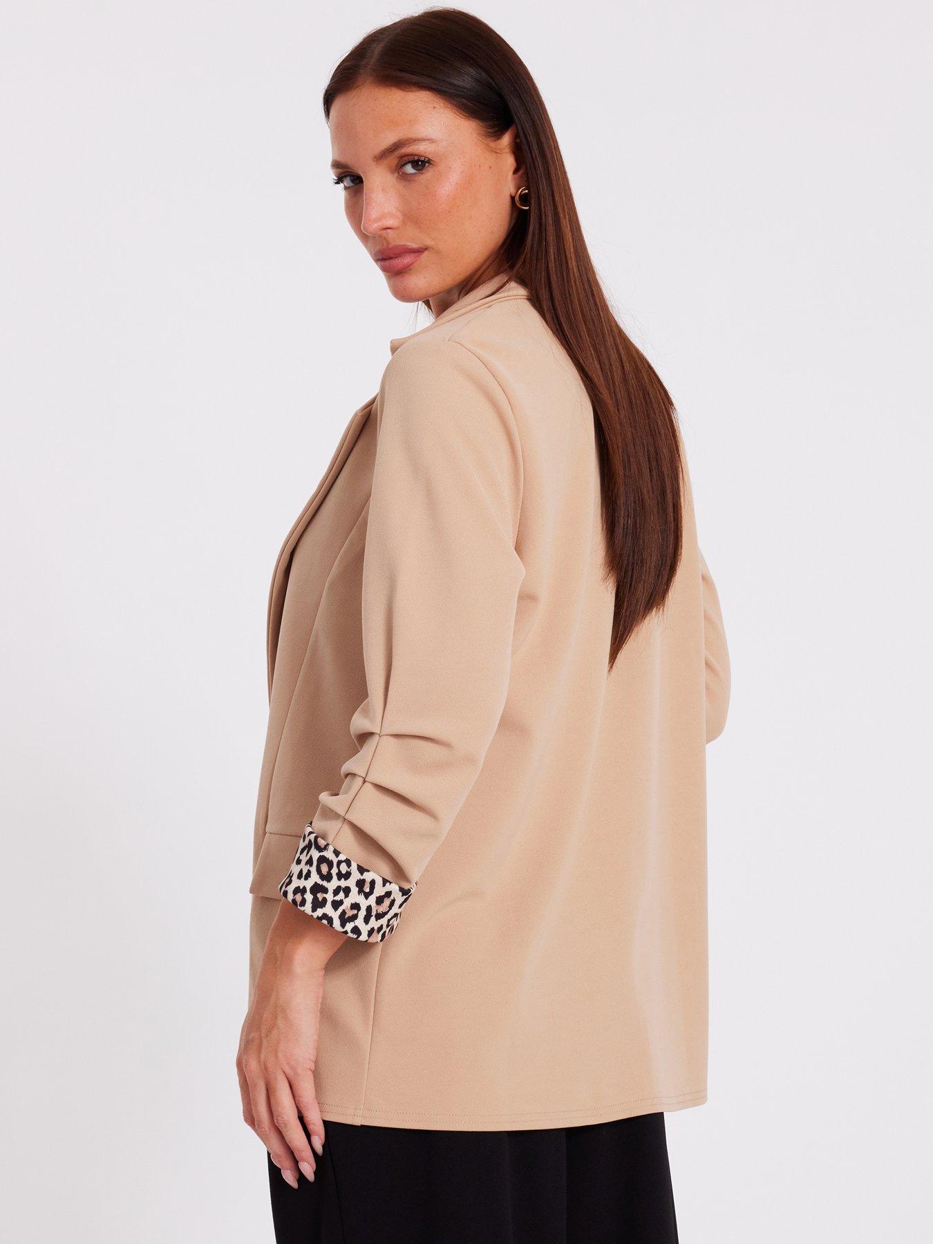 Image 2 of 6 of Quiz Stone Ruched Sleeve Blazer