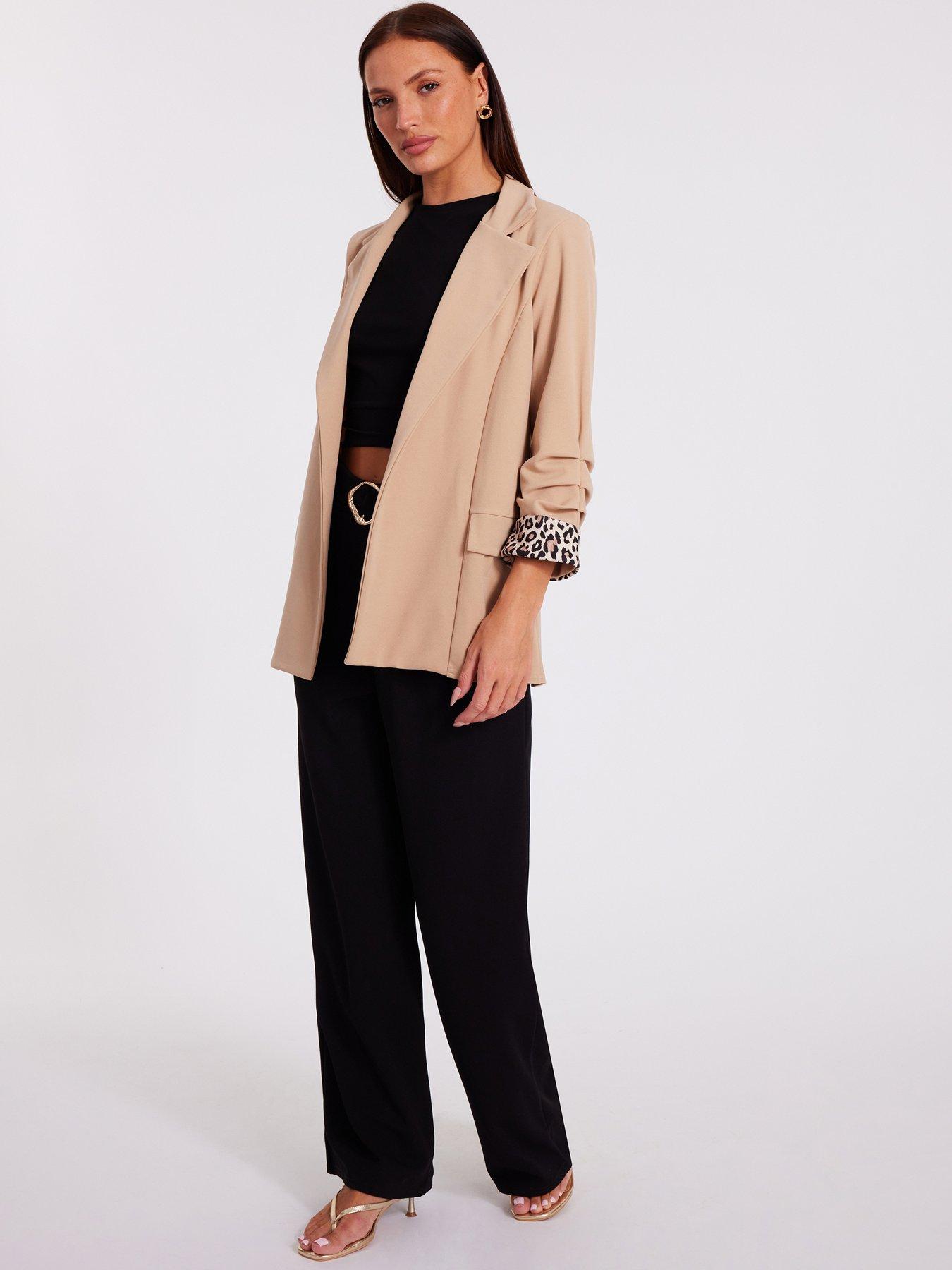 Image 3 of 6 of Quiz Stone Ruched Sleeve Blazer