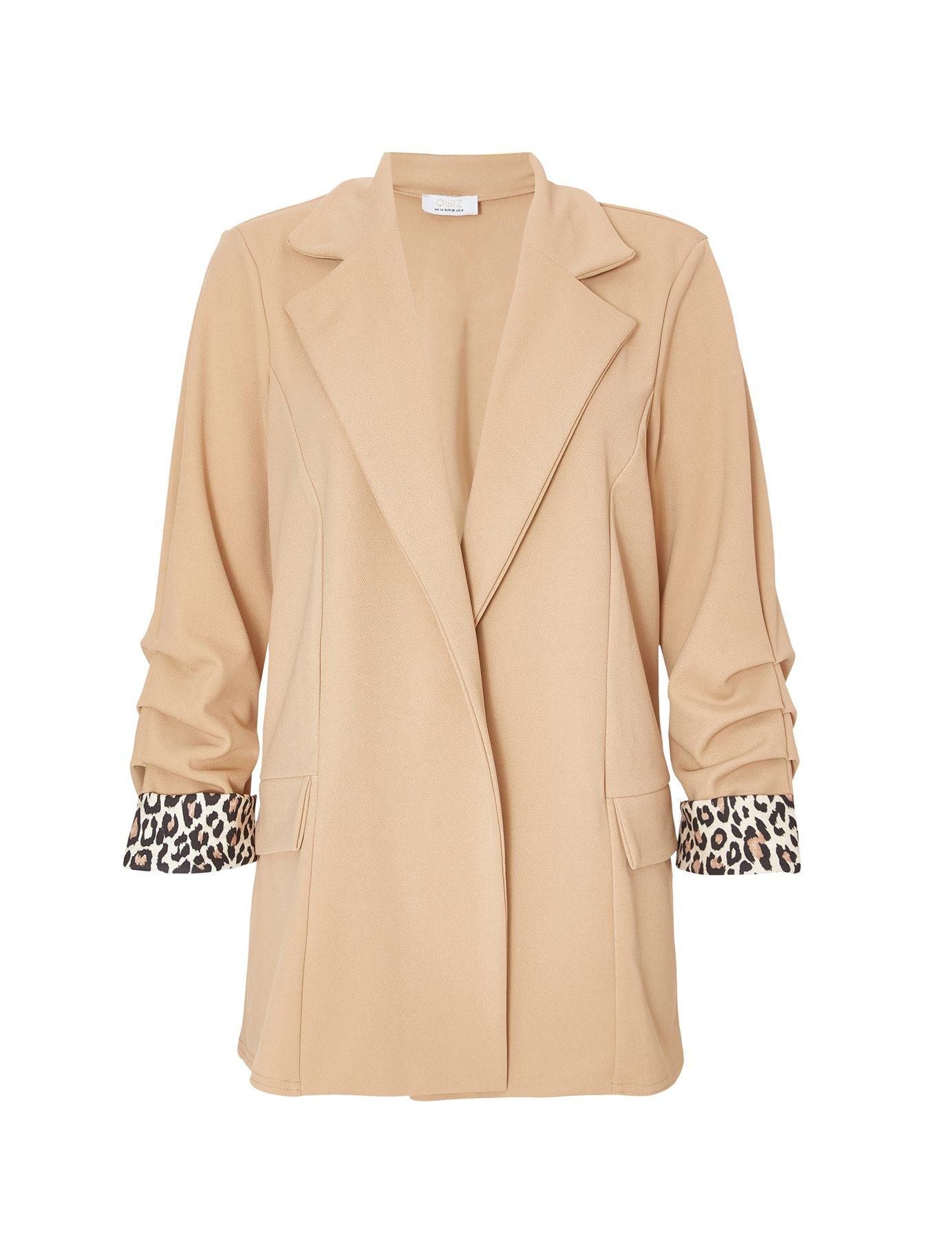 Image 4 of 6 of Quiz Stone Ruched Sleeve Blazer