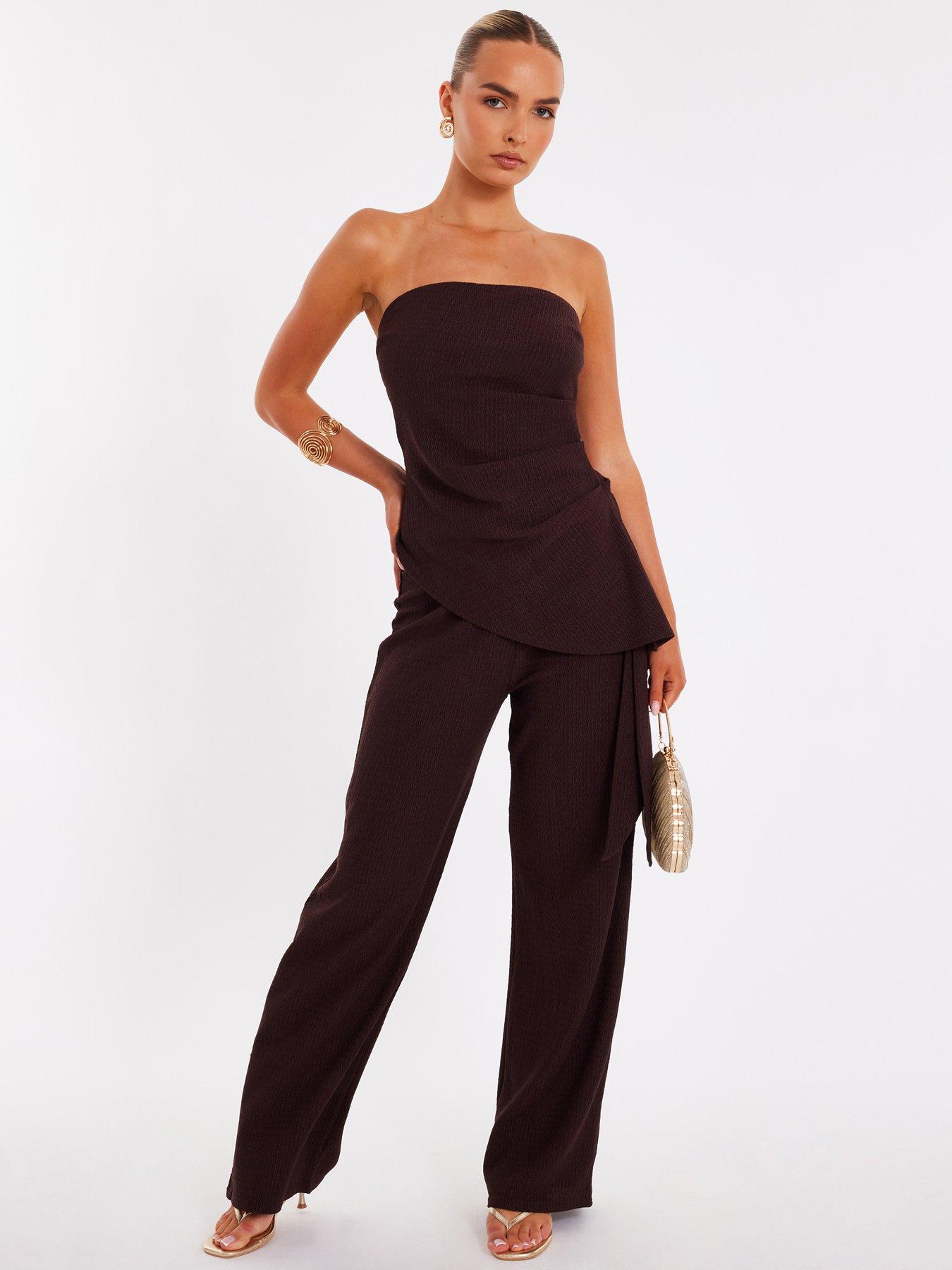 undefined Brown Textured Bandeau Top